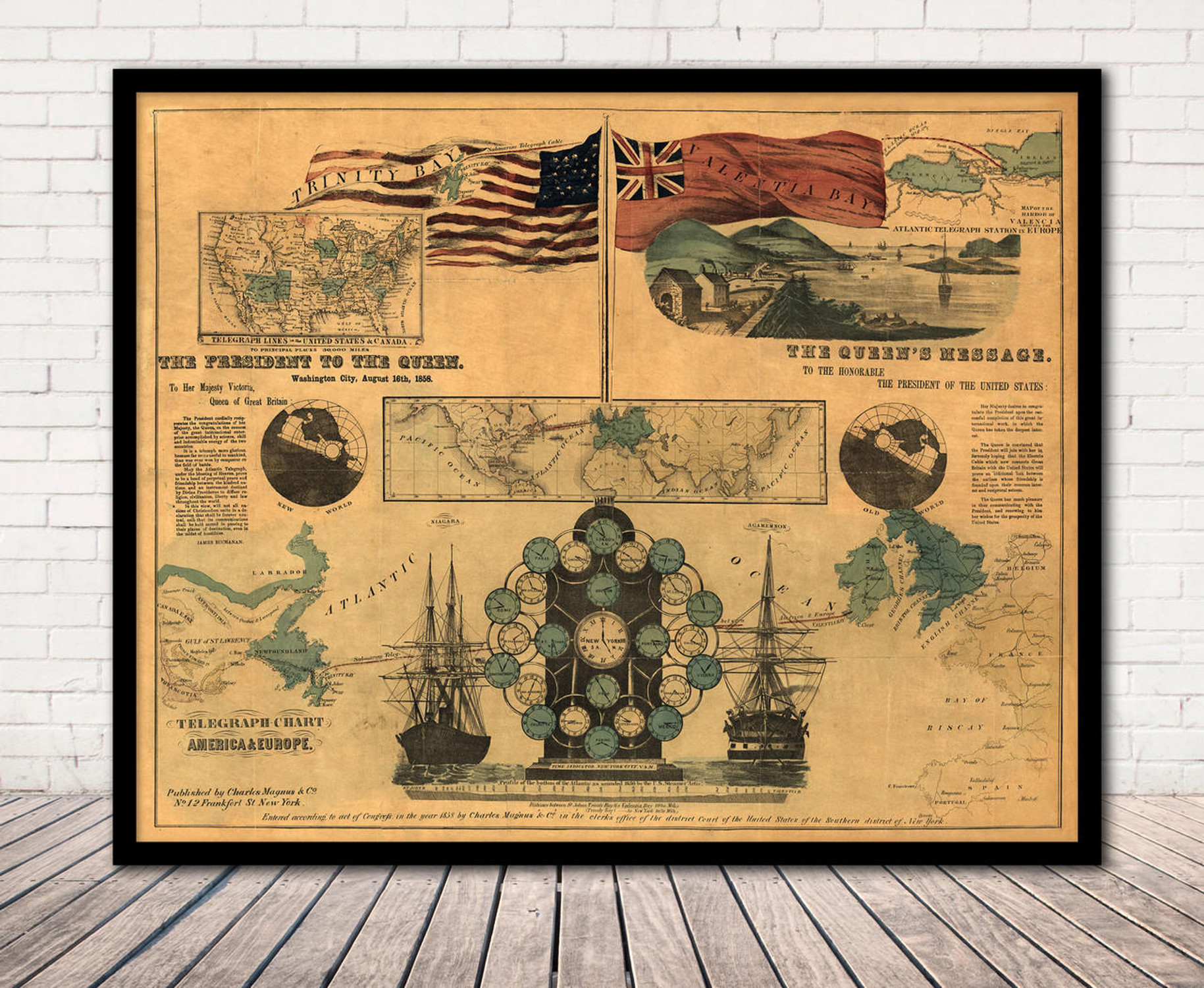Historic Map - World - World Telegraph Chart - 1858, image 1, World Maps Online