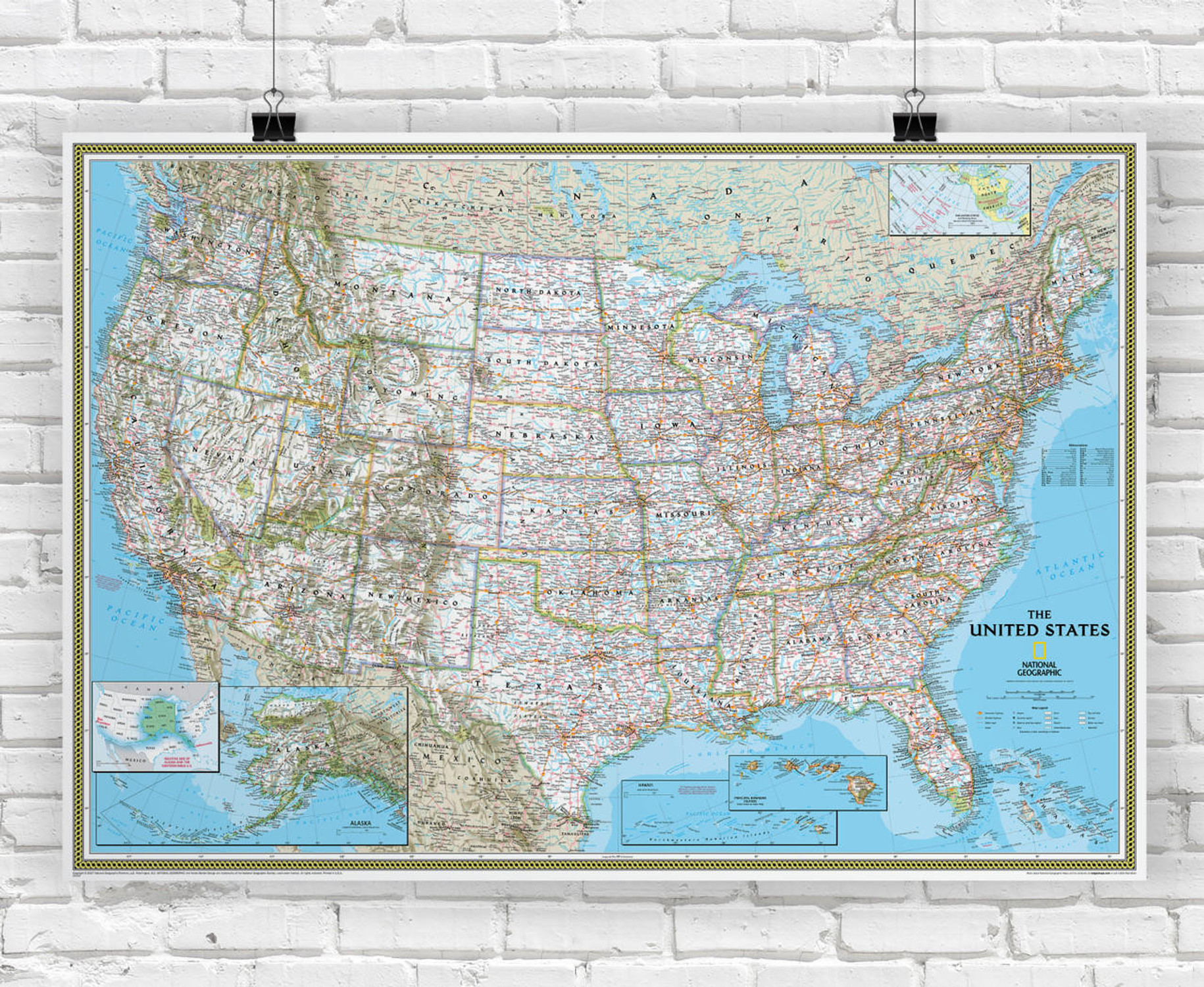 National Geographic United States Classic Political Wall Map, image 1, World Maps Online