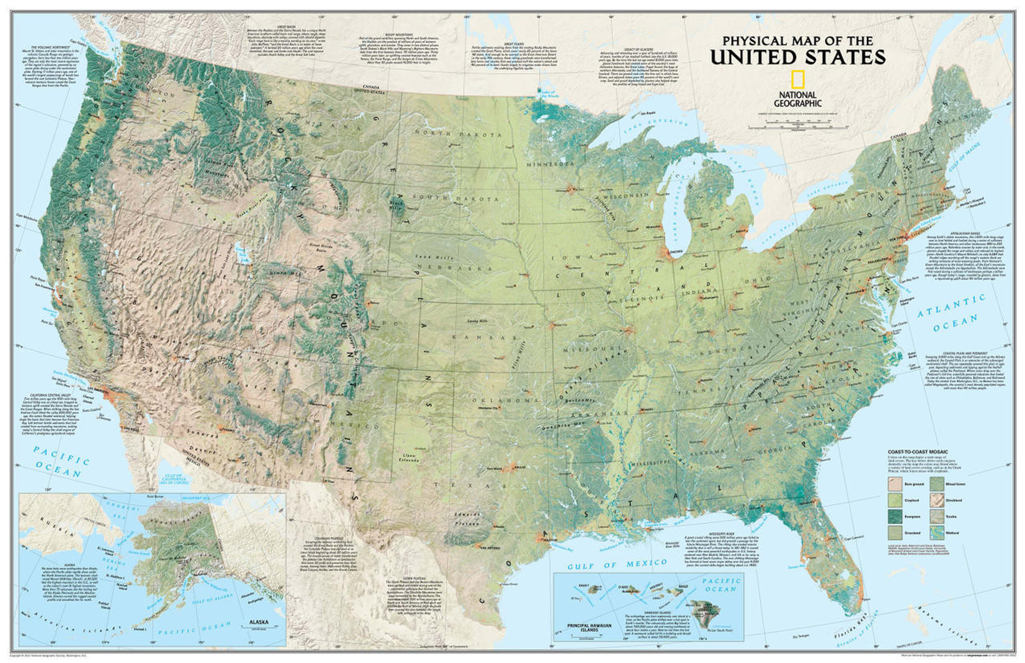 National Geographic United States Physical Wall Map, image 1, World Maps Online