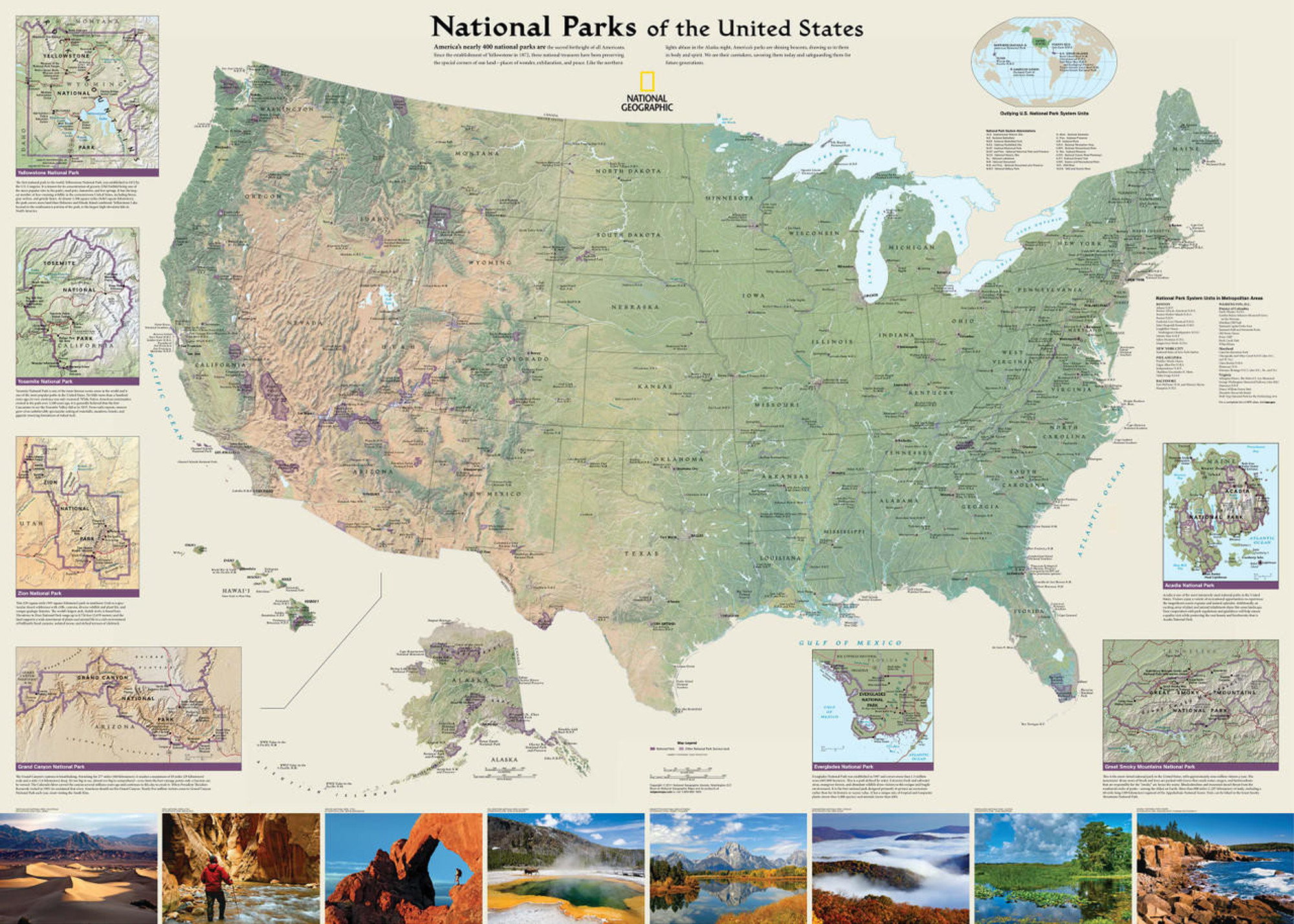 National Geographic United States National Parks Wall Map, image 1, World Maps Online