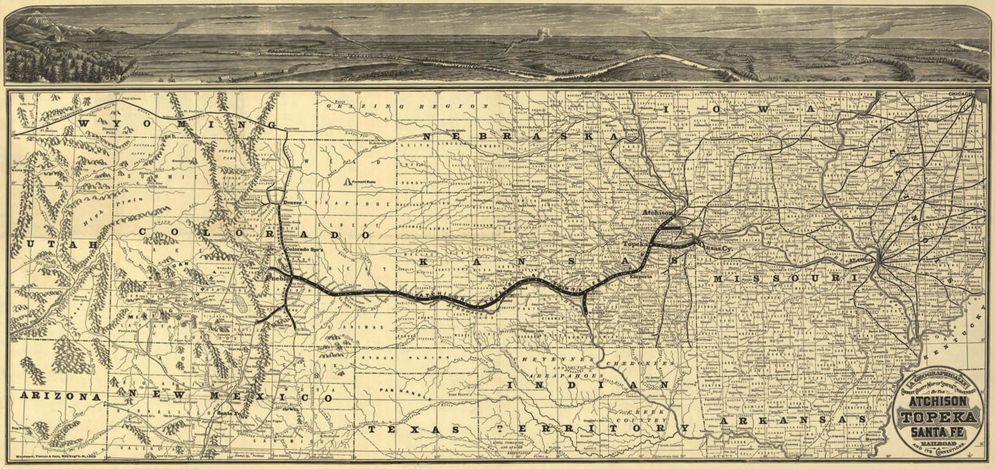 Historic Railroad Map of Kansas - 1880, image 1, World Maps Online
