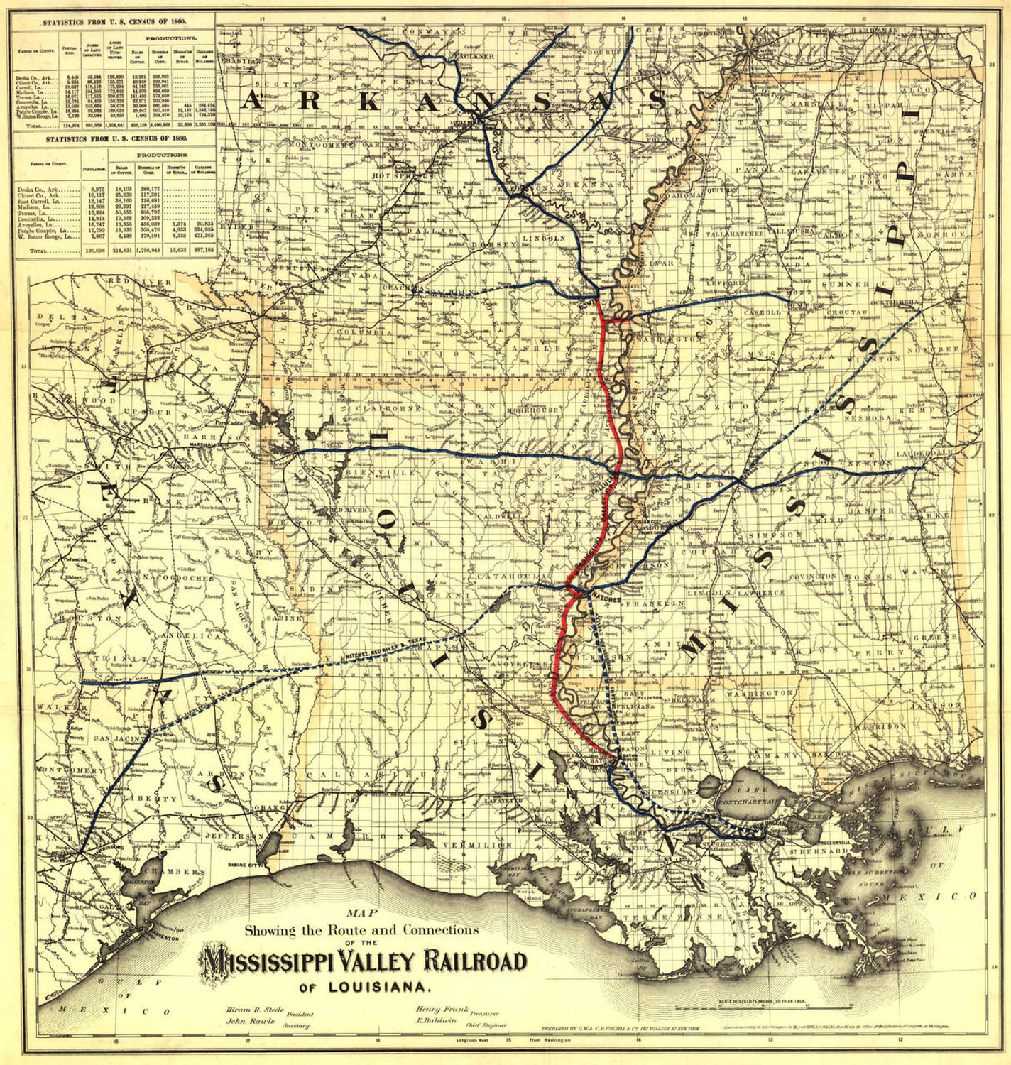 Historic Railroad Map of the Mississippi Valley Railroad - 1882, image 1, World Maps Online