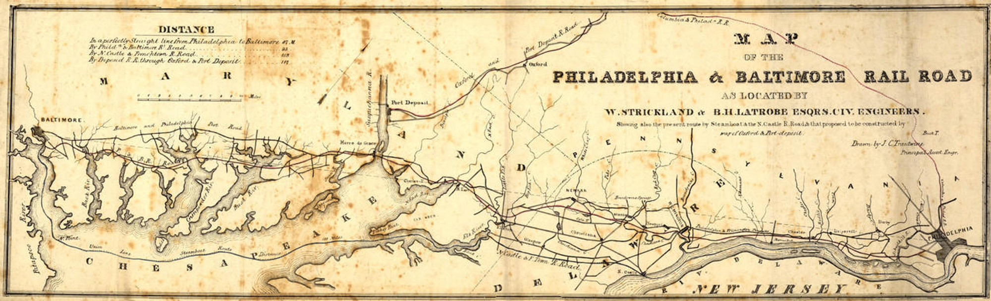 Historic Railroad Map of Maryland & Pennsylvania - 1853, image 1, World Maps Online