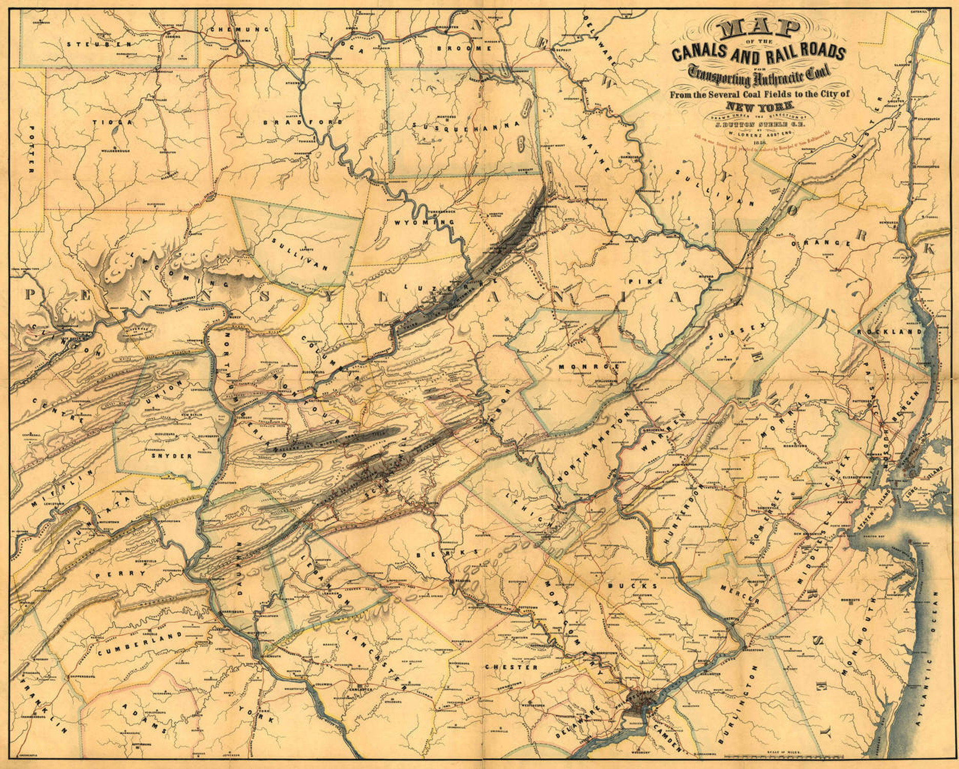 Historic Railroad Map of Pennsylvania & New York - 1856, image 1, World Maps Online