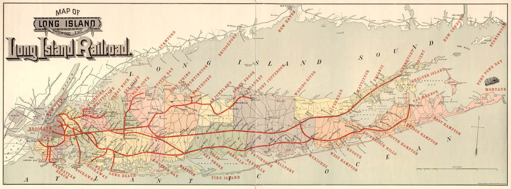 Historic Railroad Map of Long Island, New York - 1895, image 1, World Maps Online