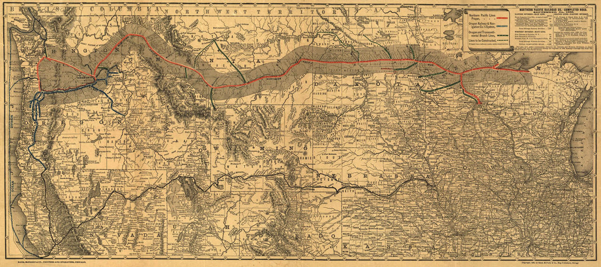 Historic Railroad Map of the Northwestern United States - 1882, image 1, World Maps Online