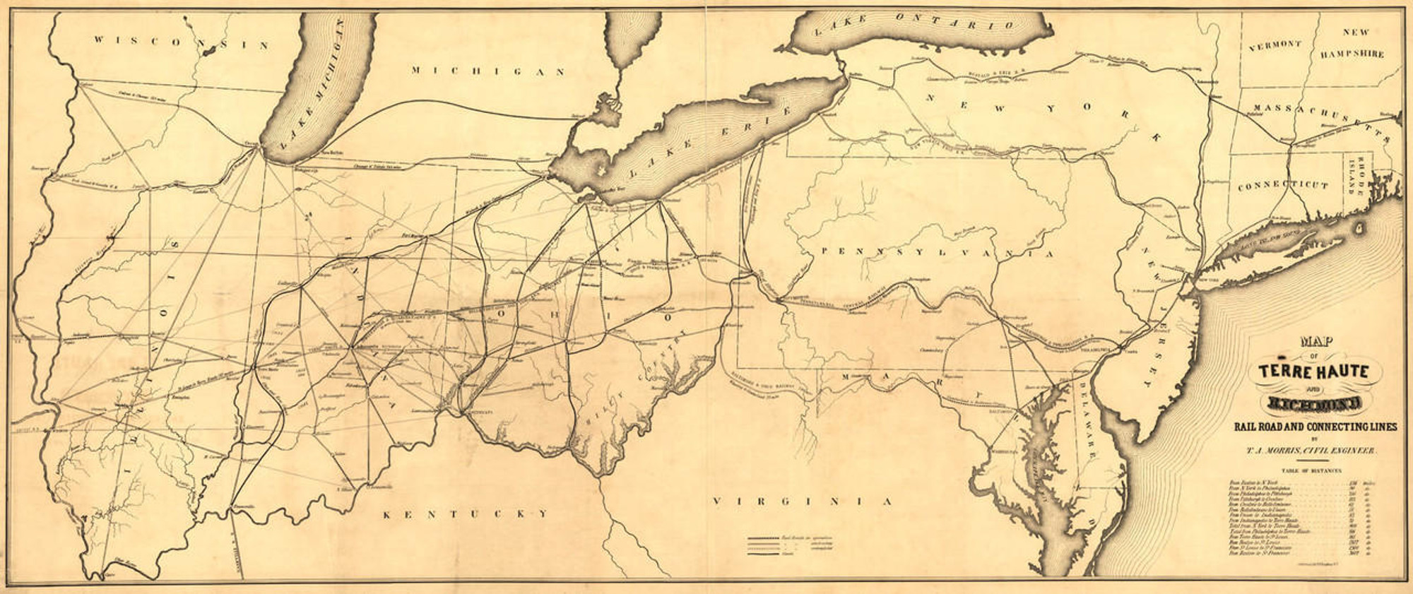 Historic Railroad Map of Ohio & Indiana - 1850, image 1, World Maps Online