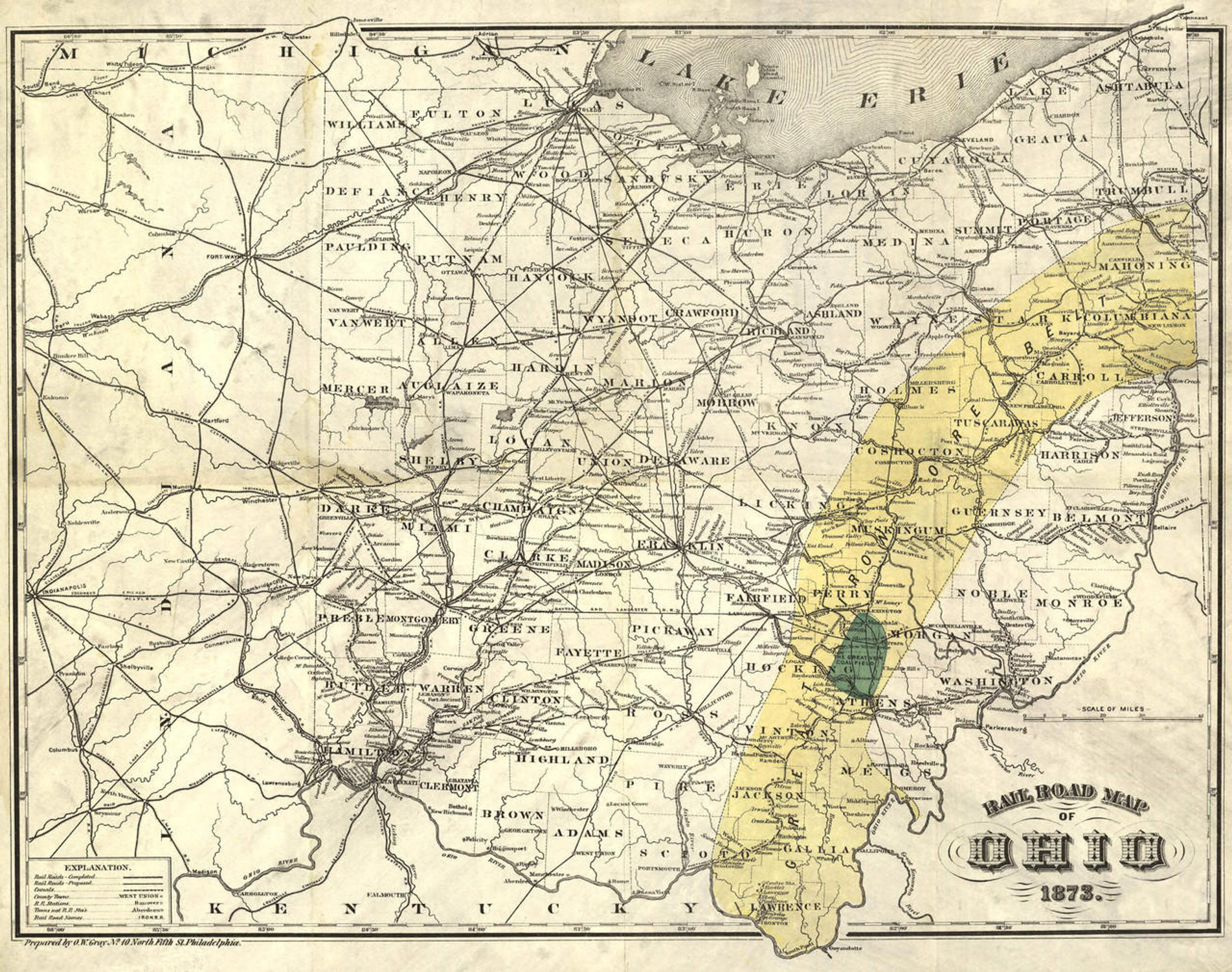 Historic Railroad Map of Ohio - 1873, image 1, World Maps Online