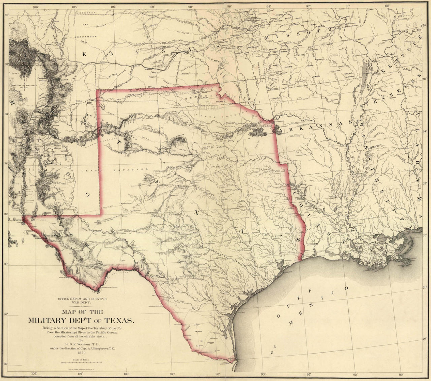 Historic Railroad Map of Texas - 1859, image 1, World Maps Online