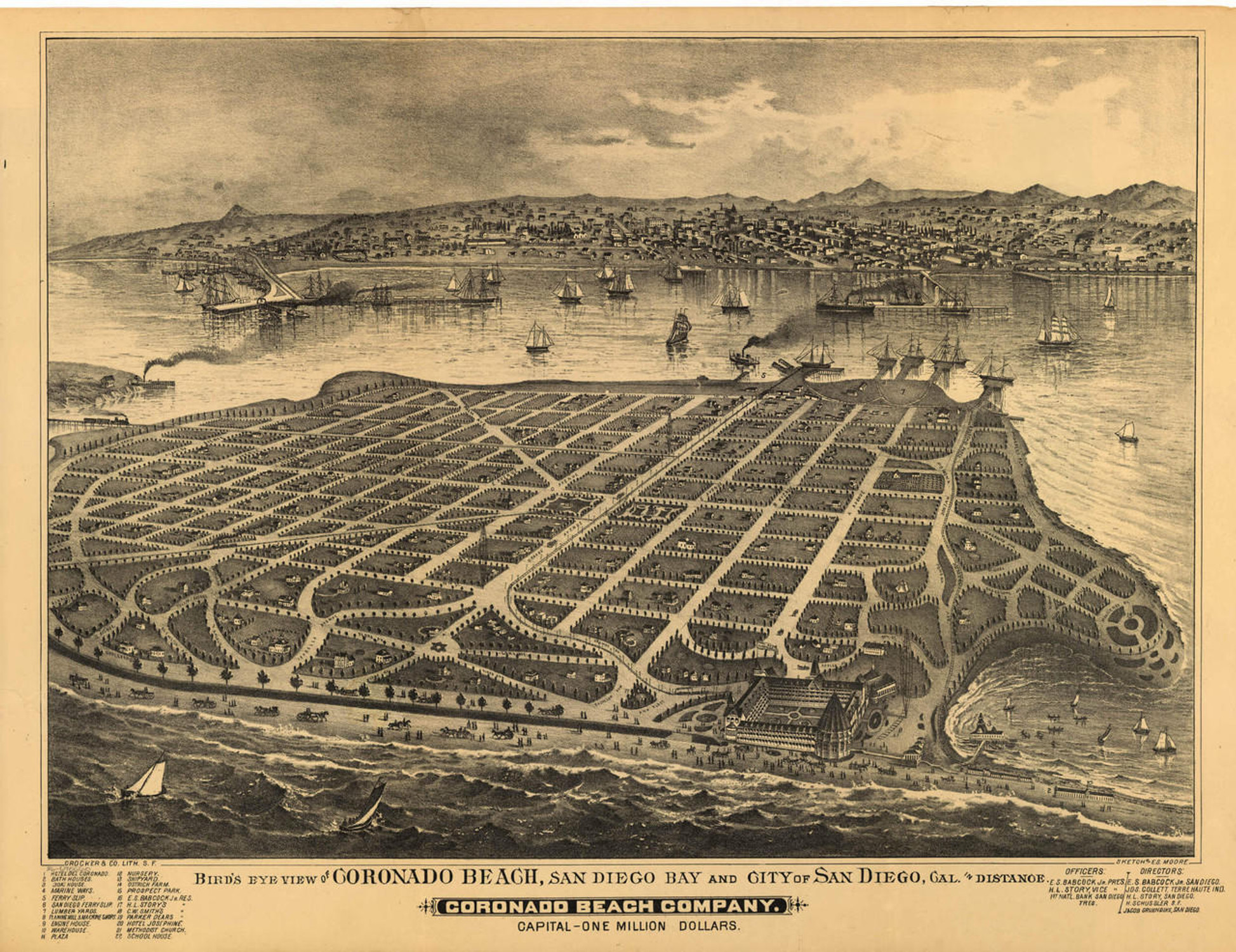 Historic Map - Coronado Beach - San Diego, CA - 1880's, image 1, World Maps Online