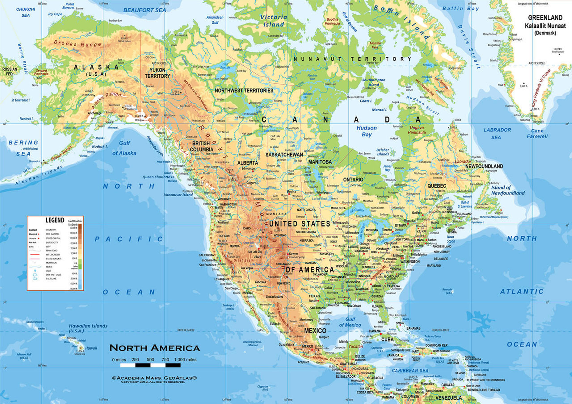 North America Physical Classroom Map Wall Mural - up to 166" x 117", image 1, World Maps Online