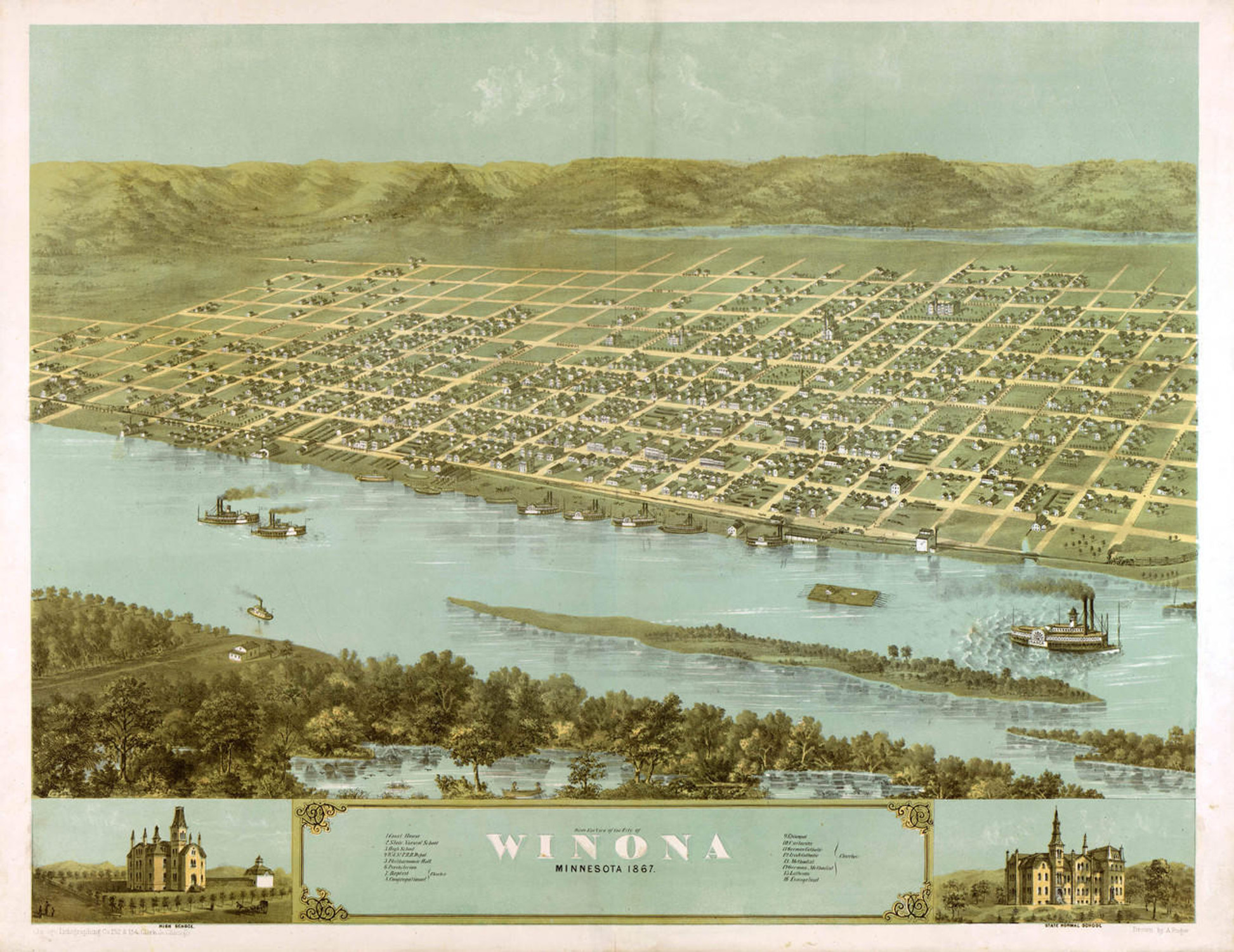 Historic Map - Winona, MN - 1867, image 1, World Maps Online