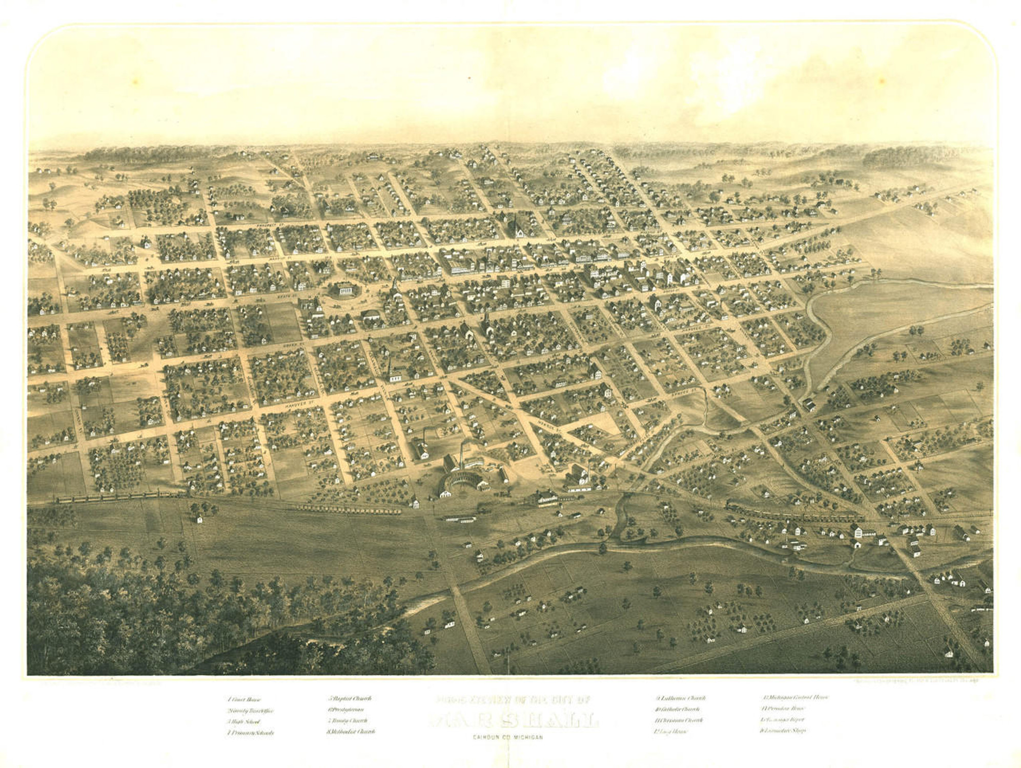 Historic Map - Marshall, MI - 1868, image 1, World Maps Online