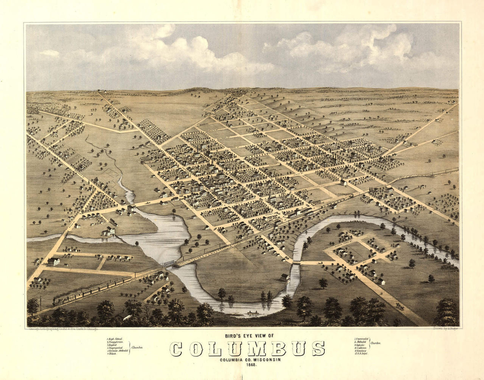 Historic Map - Columbus, WI - 1868, image 1, World Maps Online
