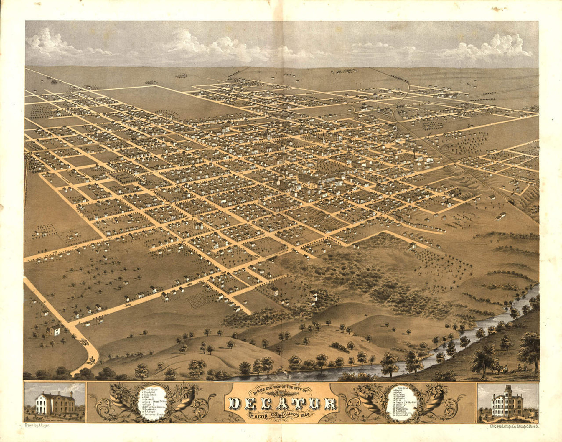 Historic Map  Decatur, IL - 1869, image 1, World Maps Online