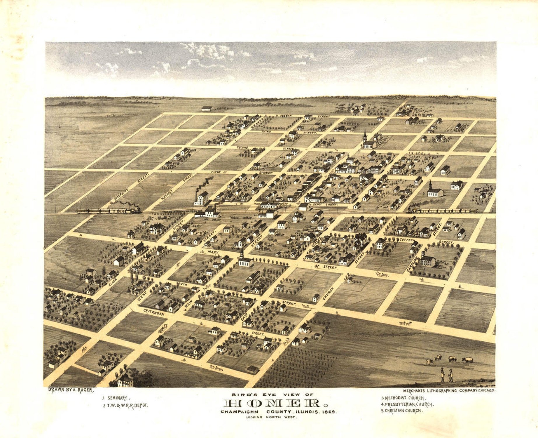 Historic Map - Homer, IL - 1869, image 1, World Maps Online