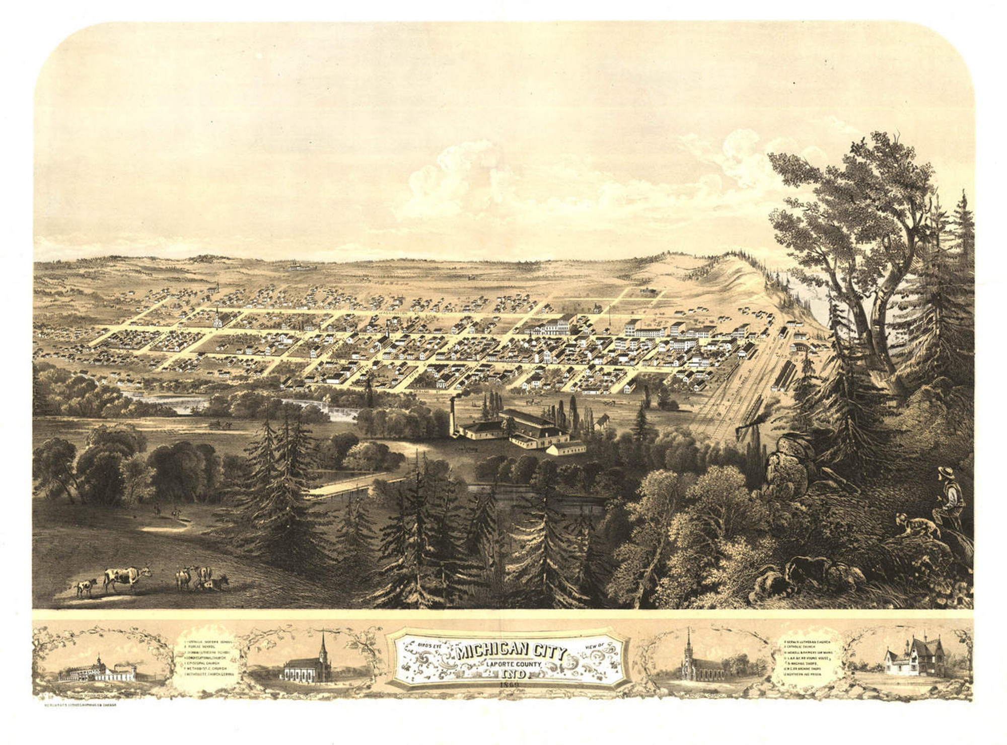 Historic Map - Michigan City, IN - 1869, image 1, World Maps Online