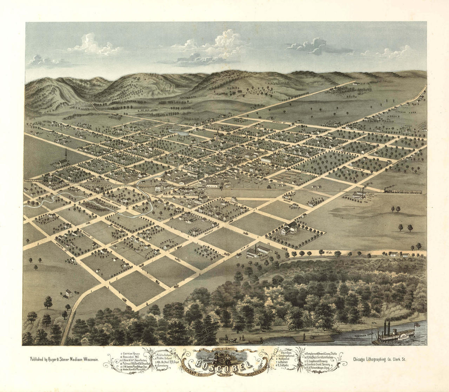 Historic Map - Boscobel, WI - 1869, image 1, World Maps Online