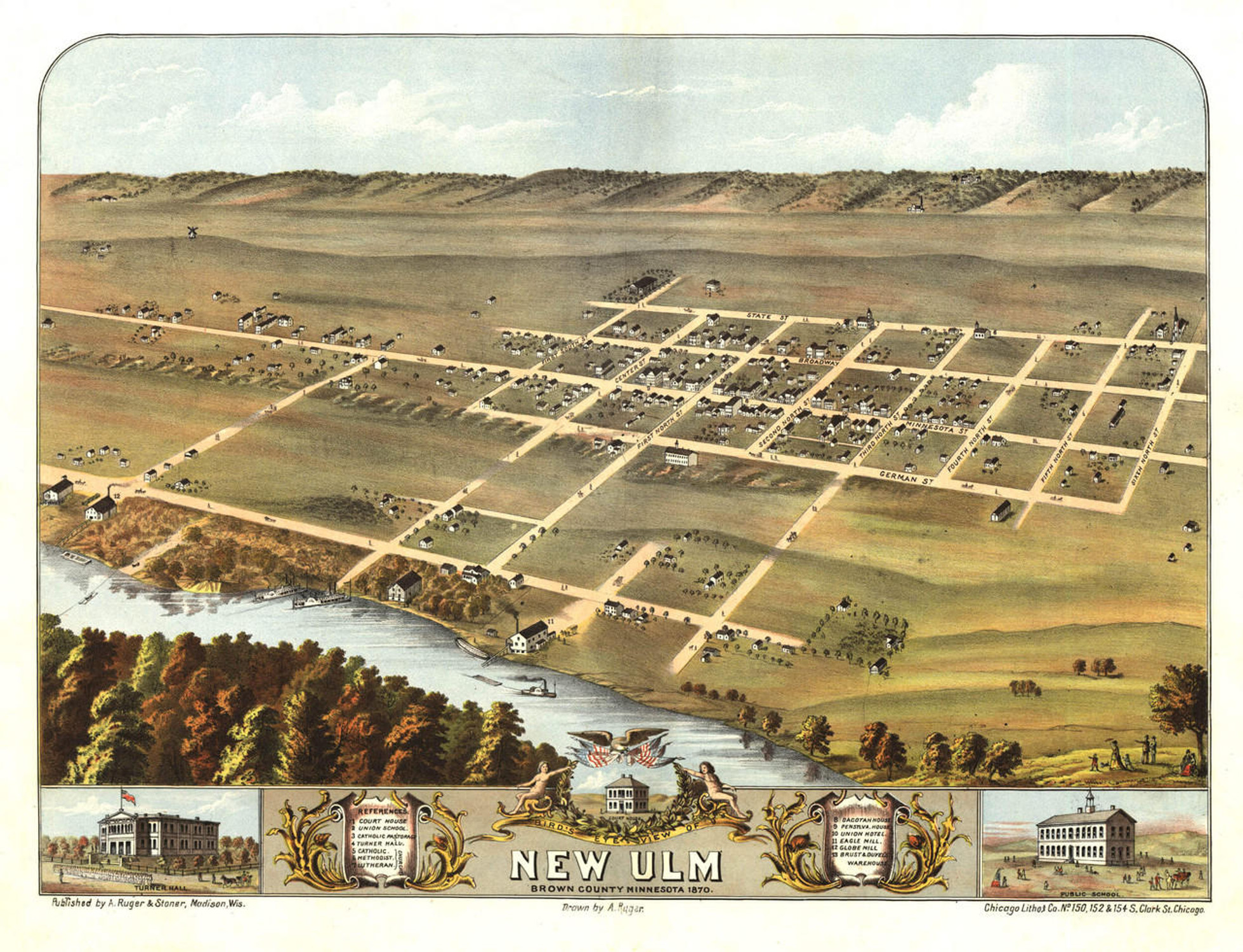 Historic Map - New Ulm, MN - 1870, image 1, World Maps Online