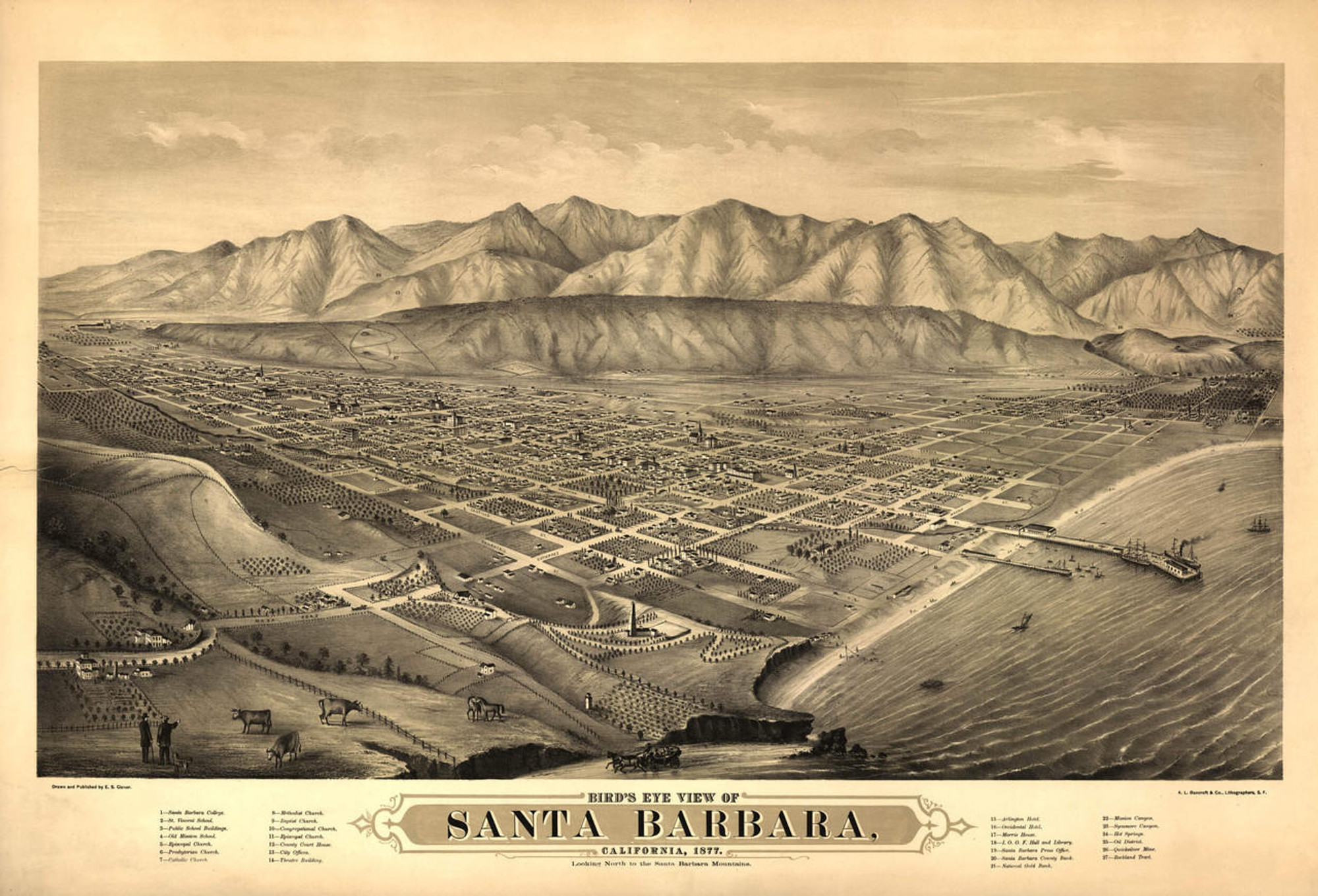 Historic Map - Santa Barbara, CA - 1877, image 1, World Maps Online