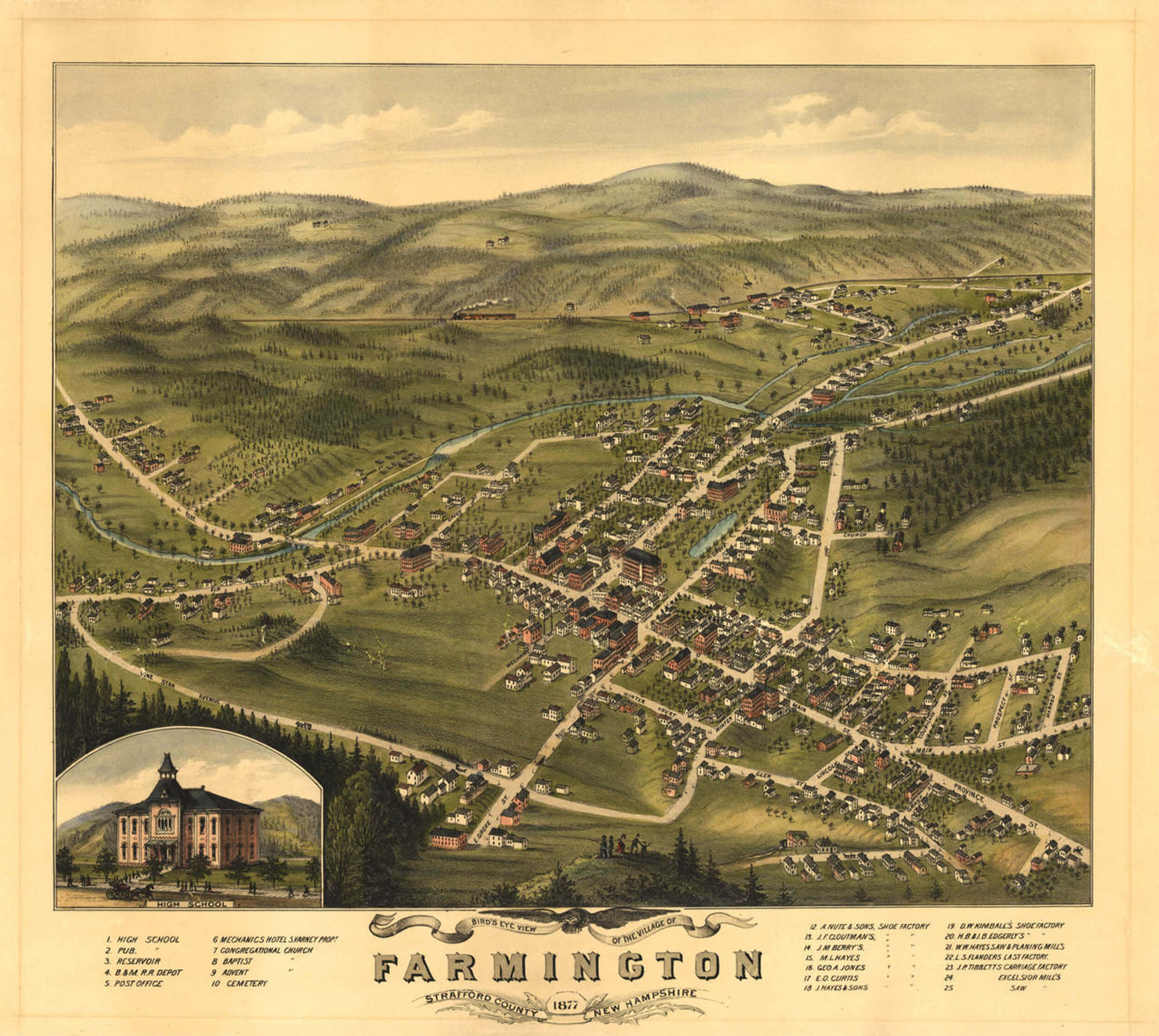 Historic Map - Farmington, NH - 1877, image 1, World Maps Online