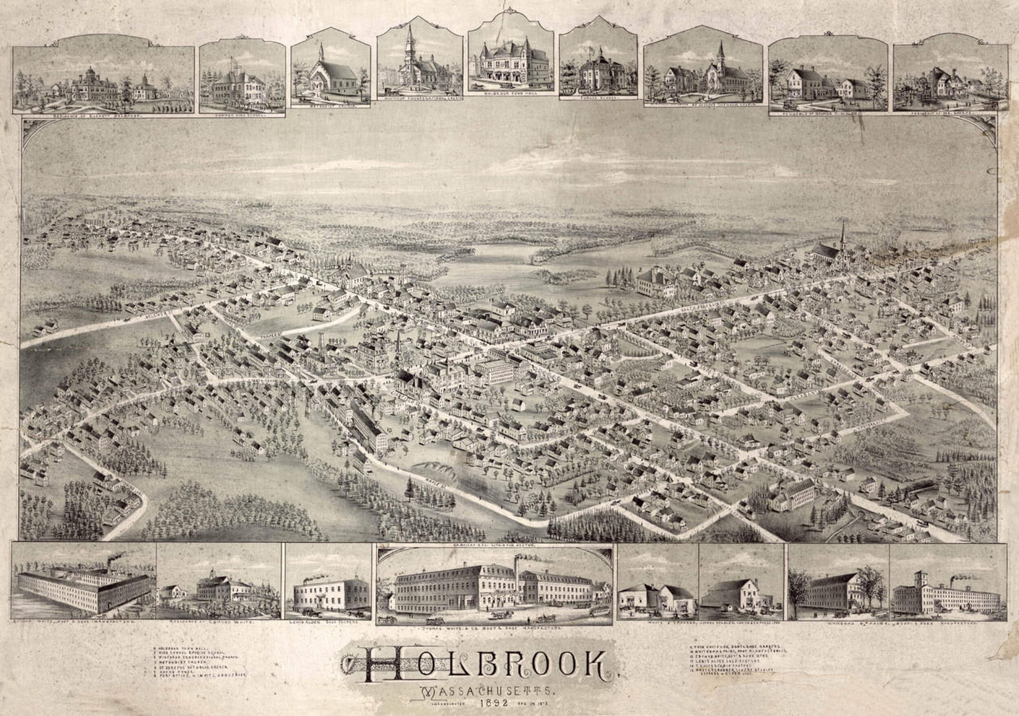 Historic Map - Holbrook, MA - 1892, image 1, World Maps Online