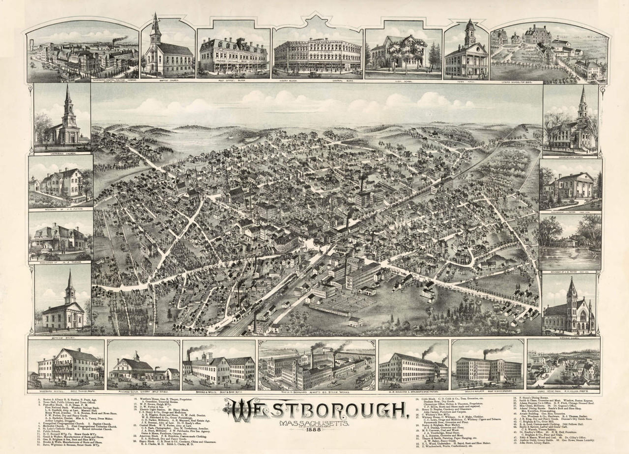 Historic Map - Westborough, MA - 1888, image 1, World Maps Online