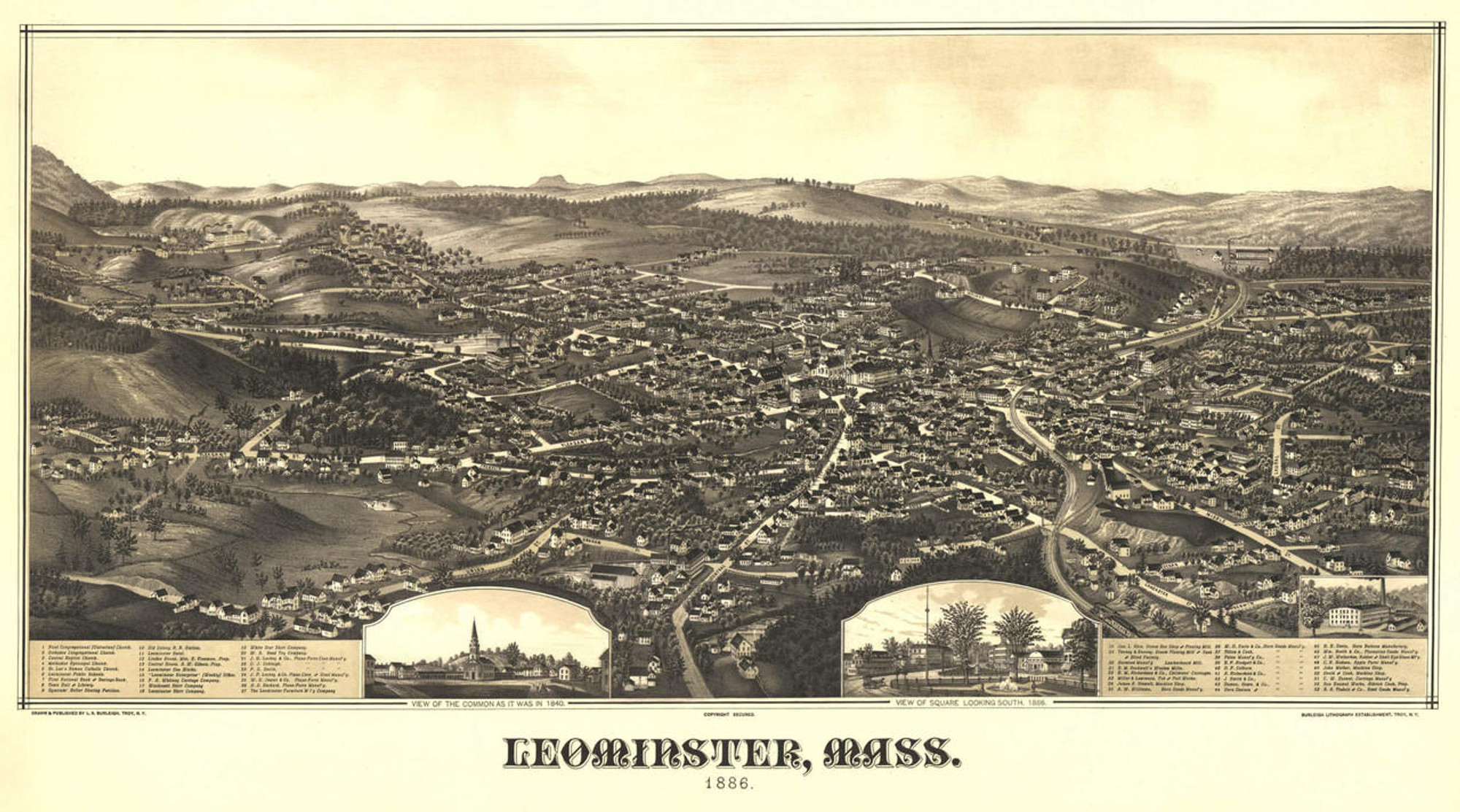 Historic Map - Leominster, MA - 1886, image 1, World Maps Online