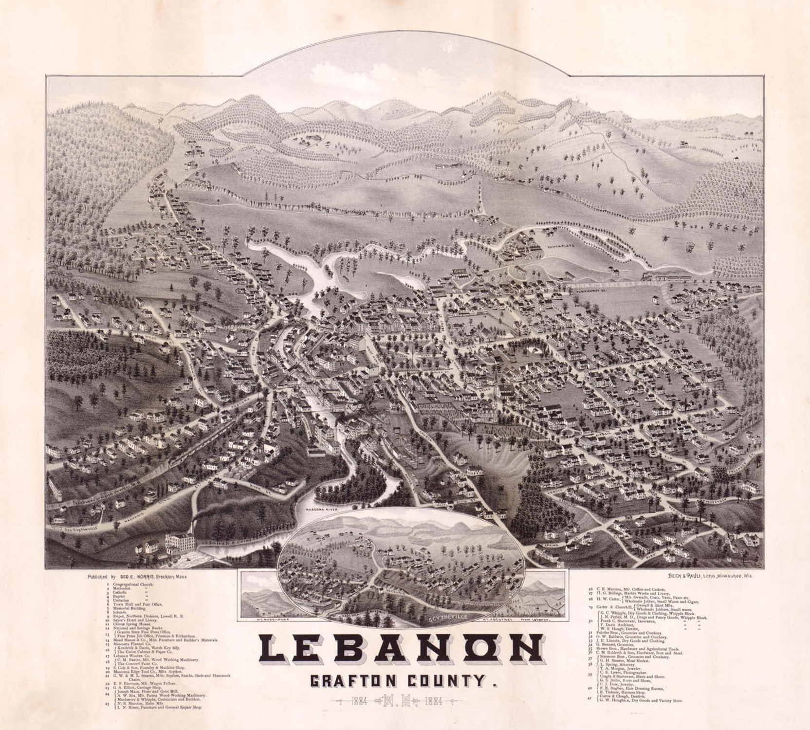 Historic Map - Lebanon, NH - 1884, image 1, World Maps Online