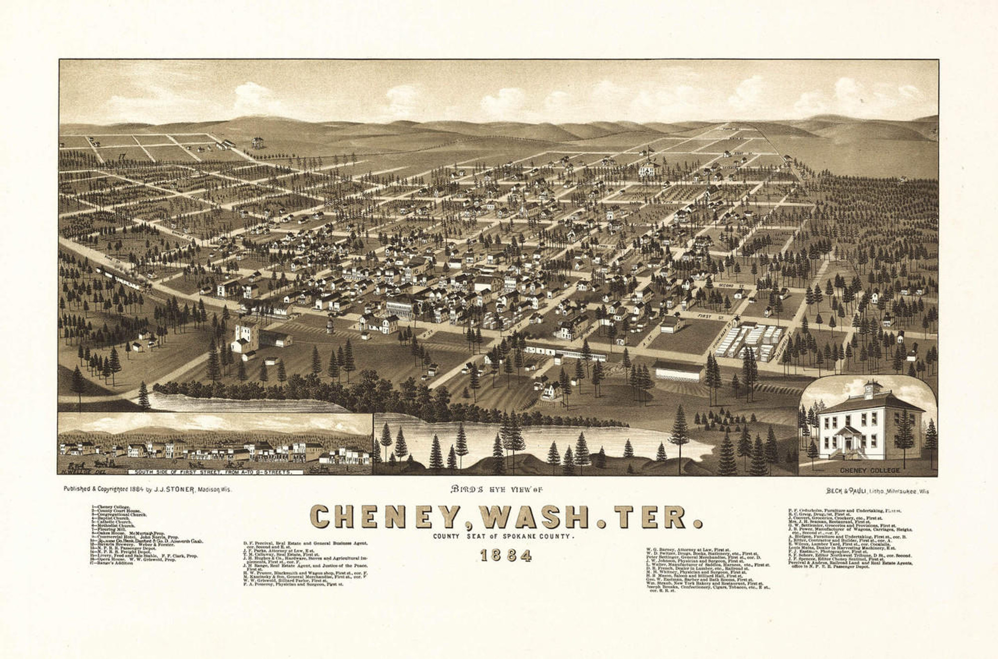 Historic Map - Cheney, WA - 1884, image 1, World Maps Online