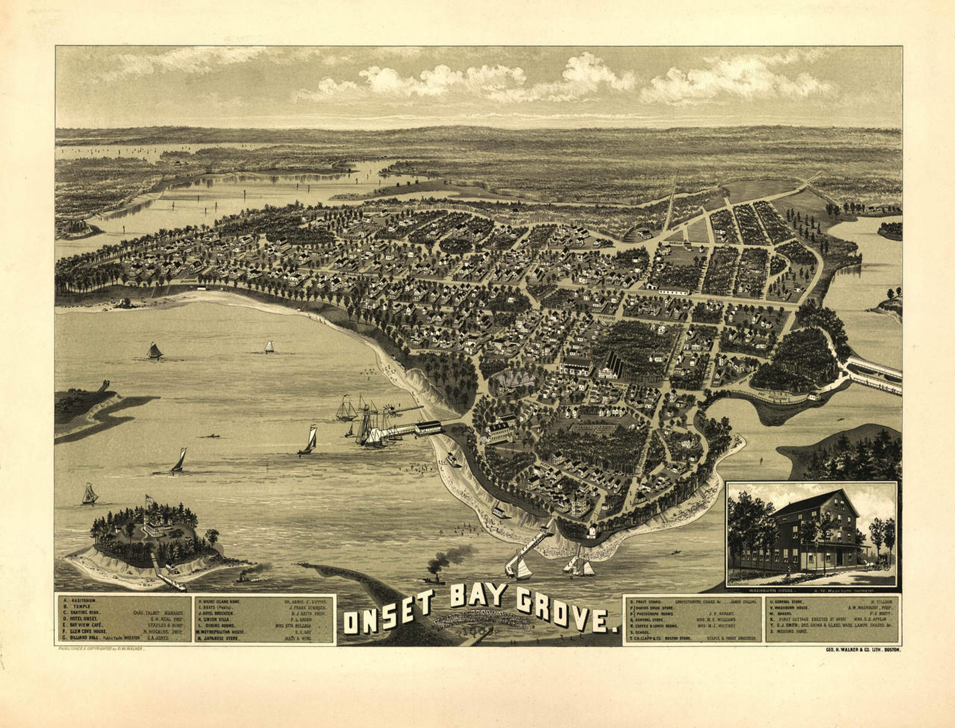 Historic Map - Onset Bay Grove, Wareham, MA - 1885, image 1, World Maps Online