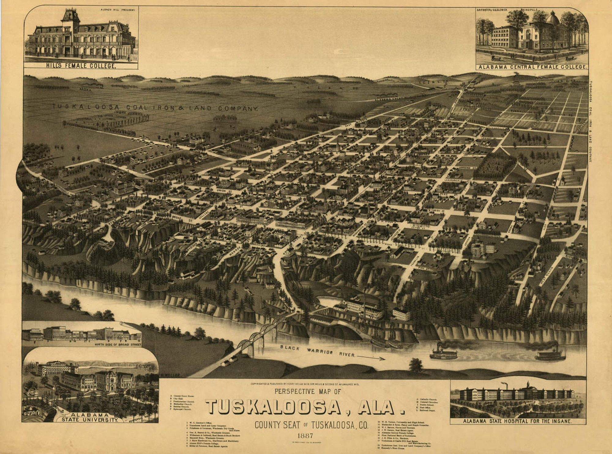 Historic Map - Tuskaloosa, AL - 1887, image 1, World Maps Online