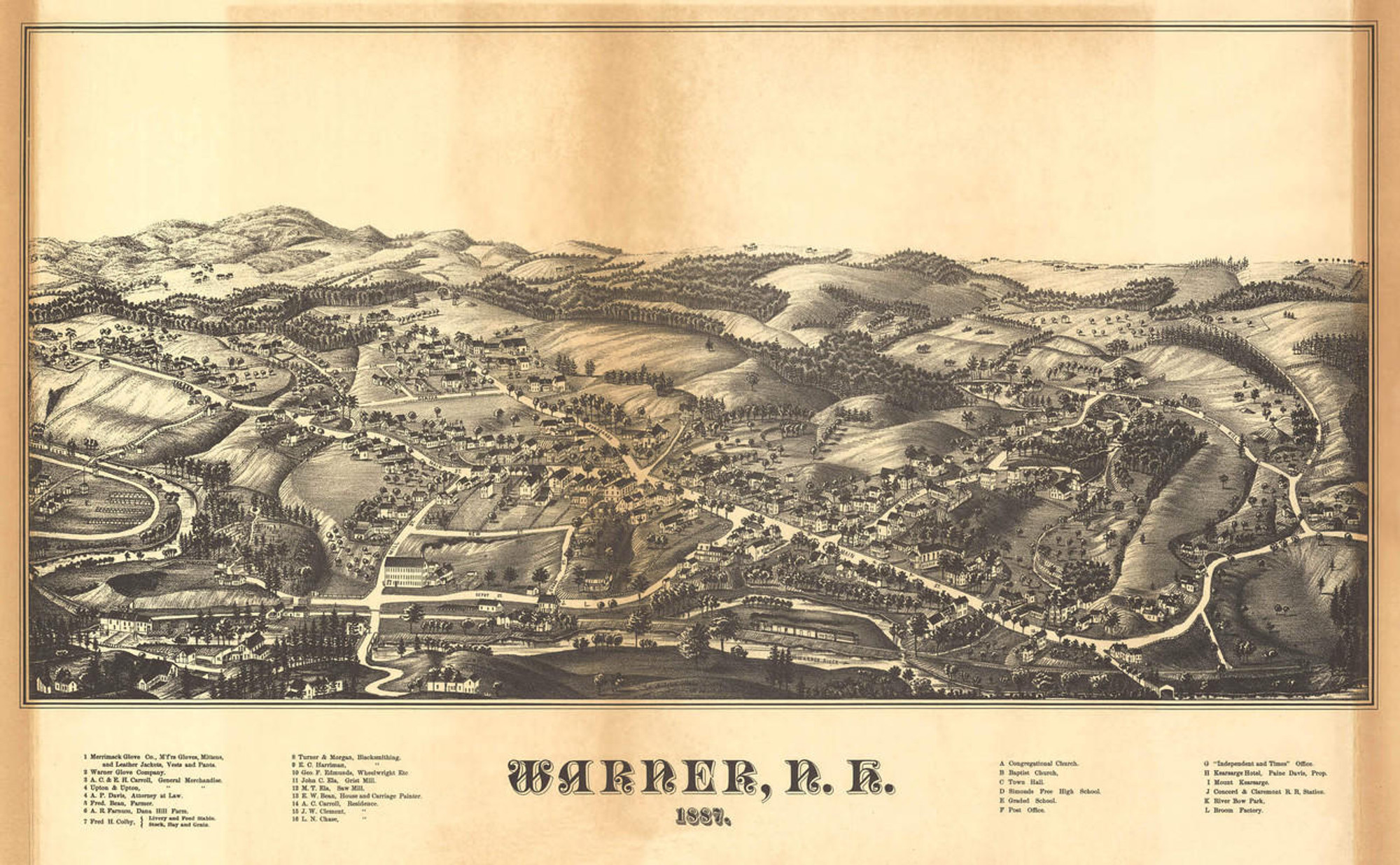 Historic Map - Warner, NH - 1887, image 1, World Maps Online