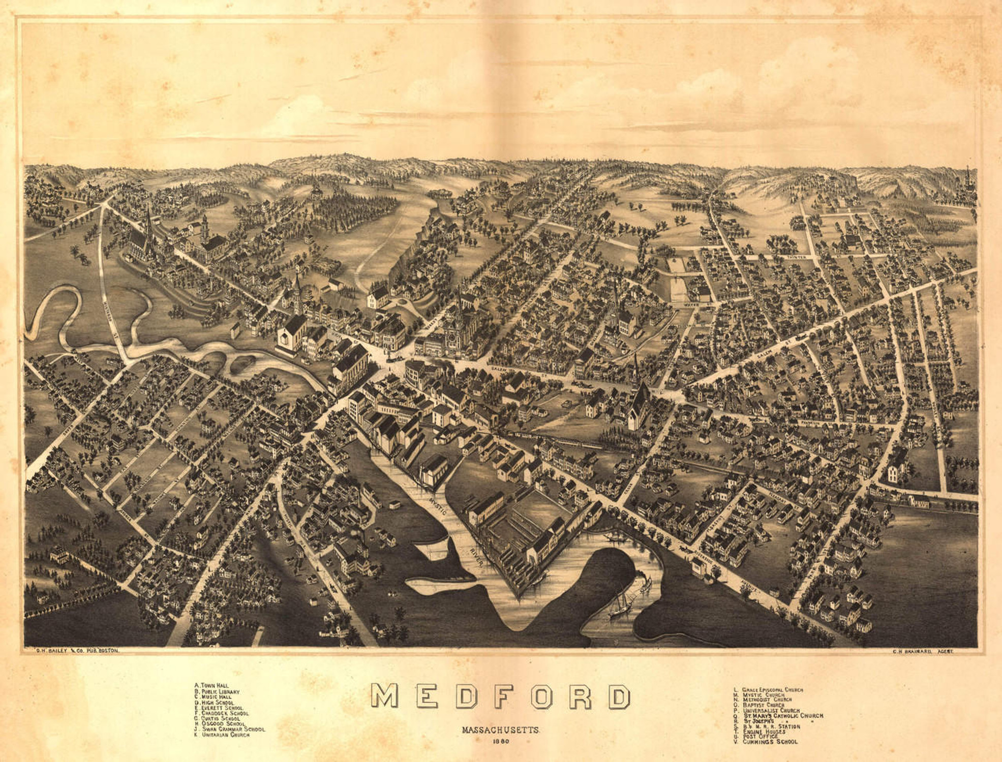 Historic Map - Medford, MA - 1880, image 1, World Maps Online Historic Map - Medford, MA - 1880, image 1, World Maps Online