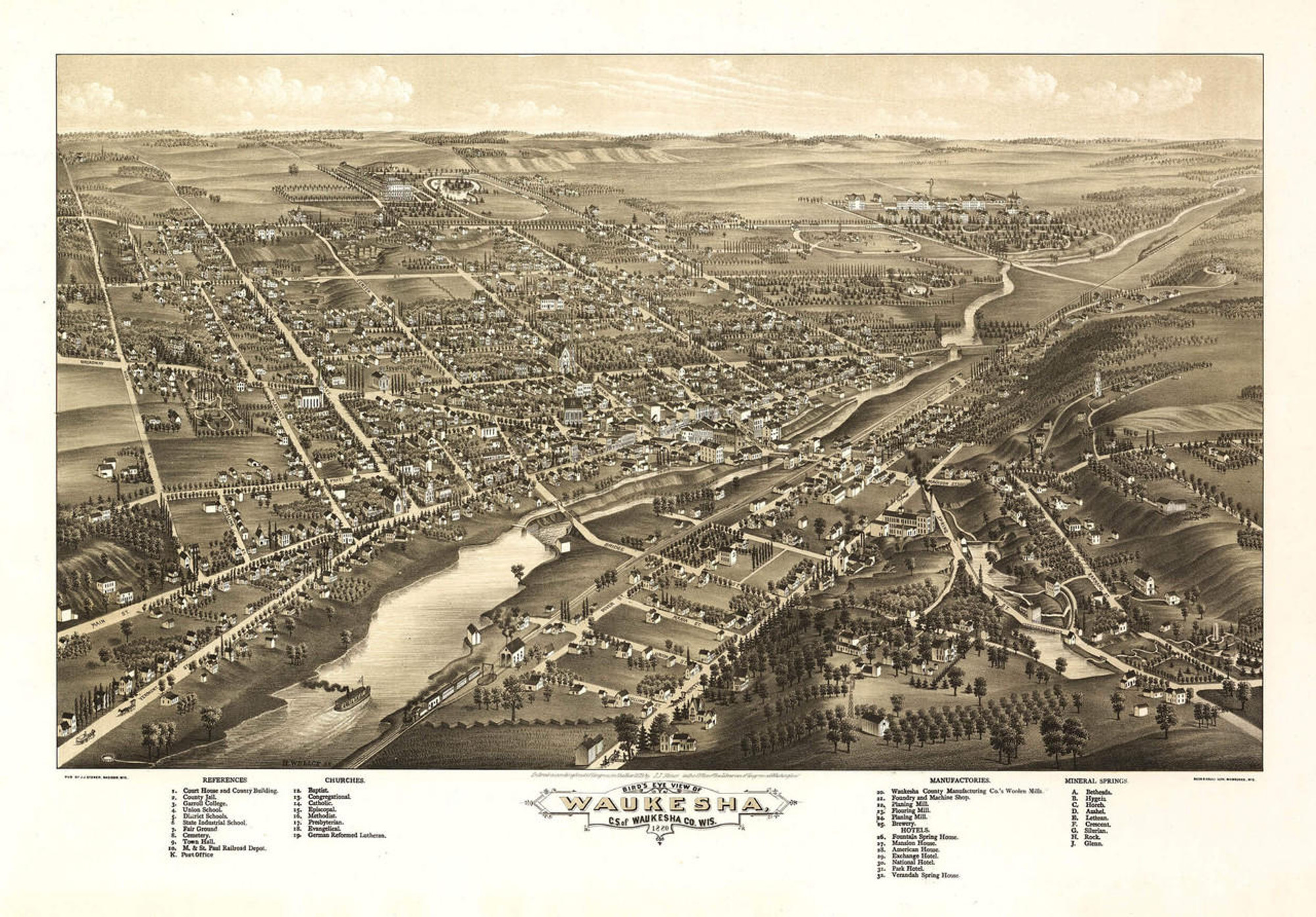 Historic Map - Waukesha, WI - 1880, image 1, World Maps Online