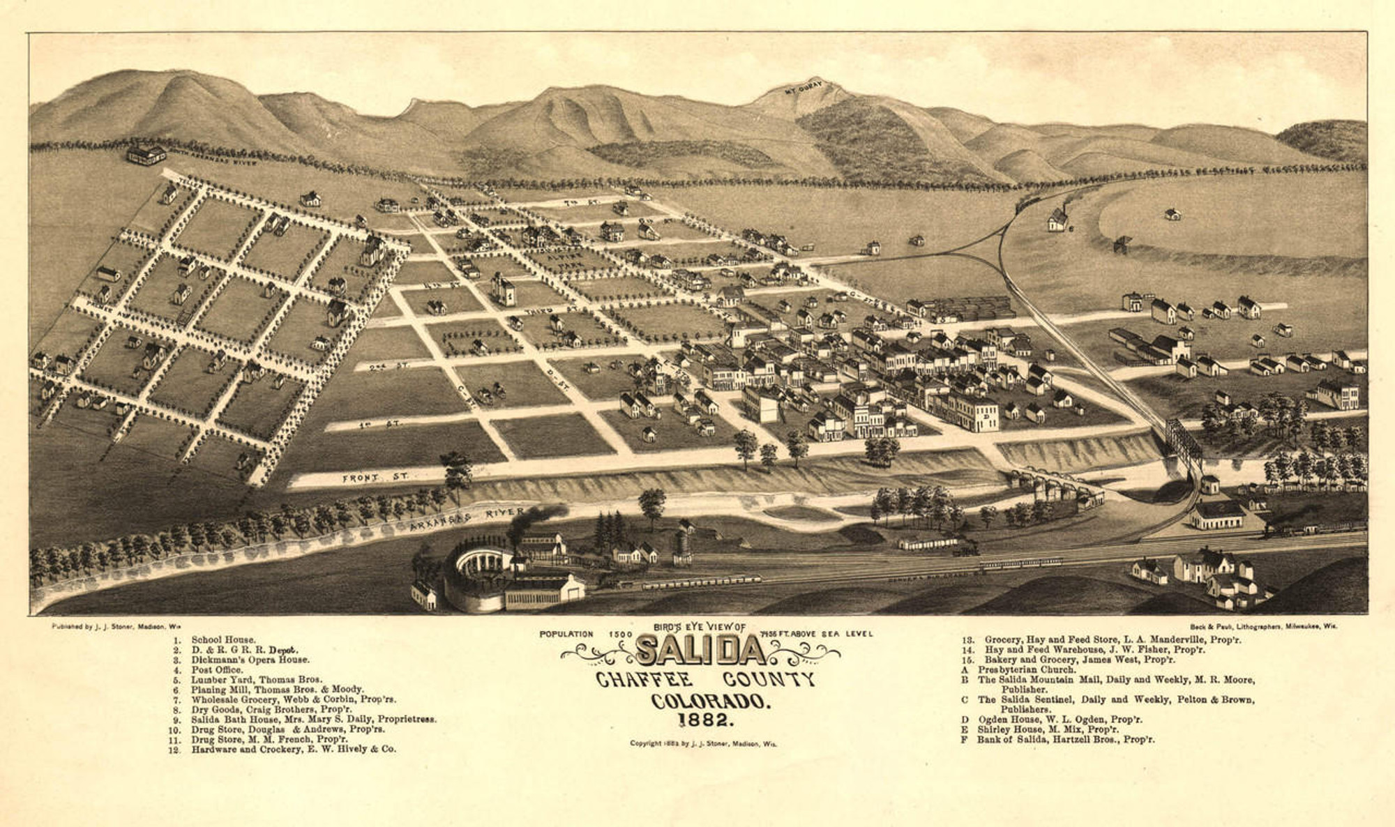 Historic Map - Salida, CO - 1882, image 1, World Maps Online