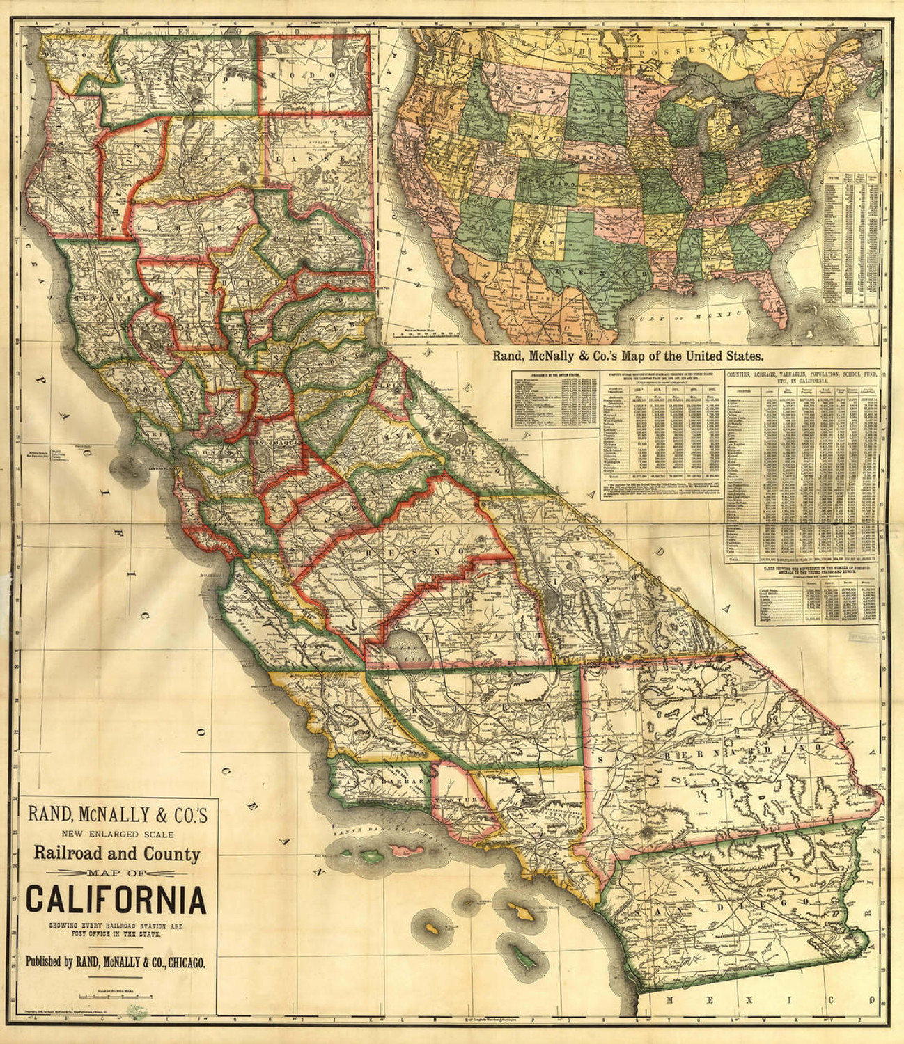 Historic Map - California - Railroad & Counties - 1883, image 1, World Maps Online Historic Map - California - Railroad & Counties - 1883, image 1, World Maps Online