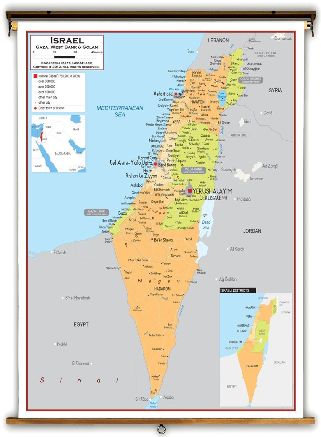 Israel Political Educational Map from Academia Maps, image 1, World Maps Online