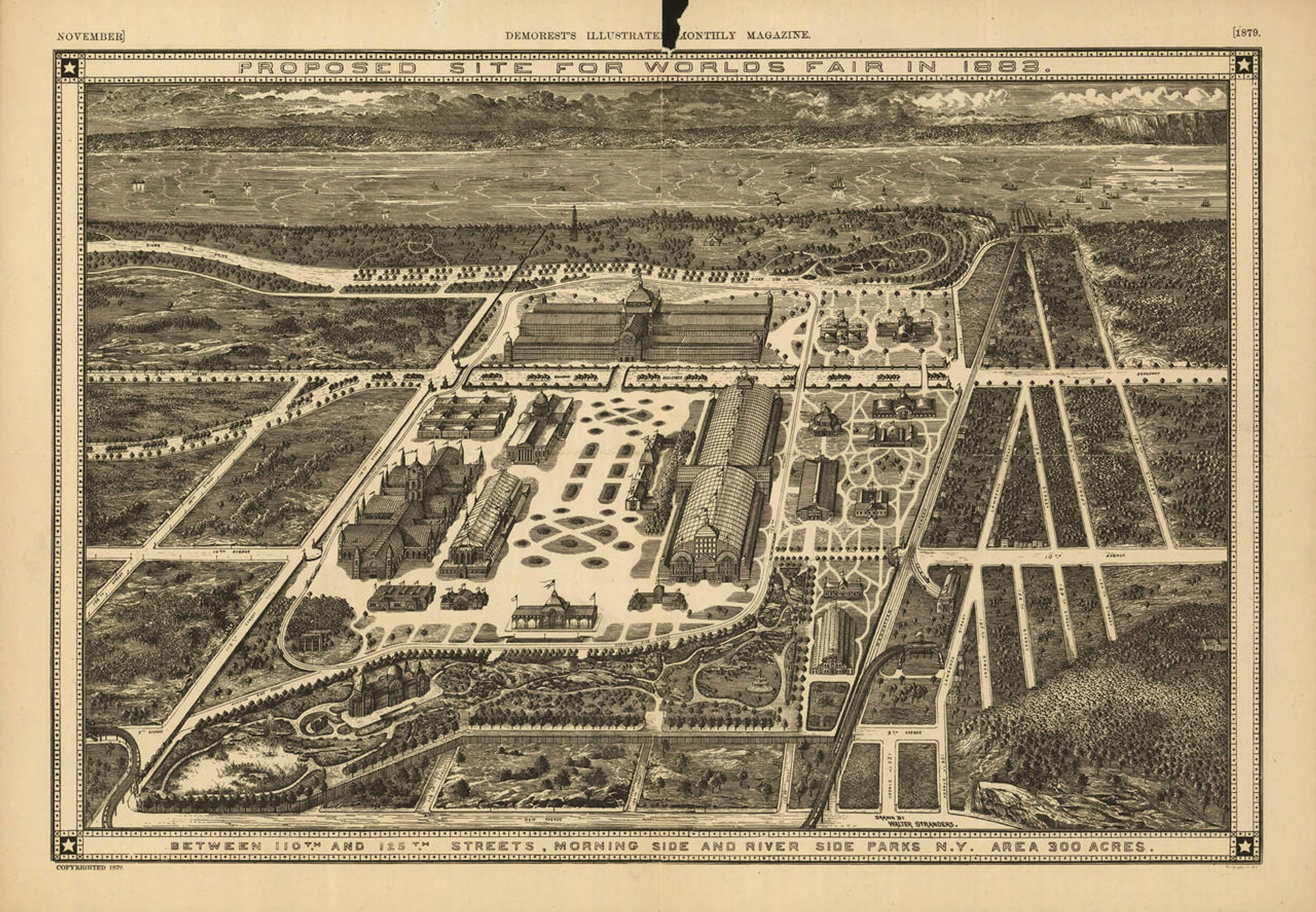 Historic Map - New York City, NY - Proposed site for the World's Fair - 1883, image 1, World Maps Online