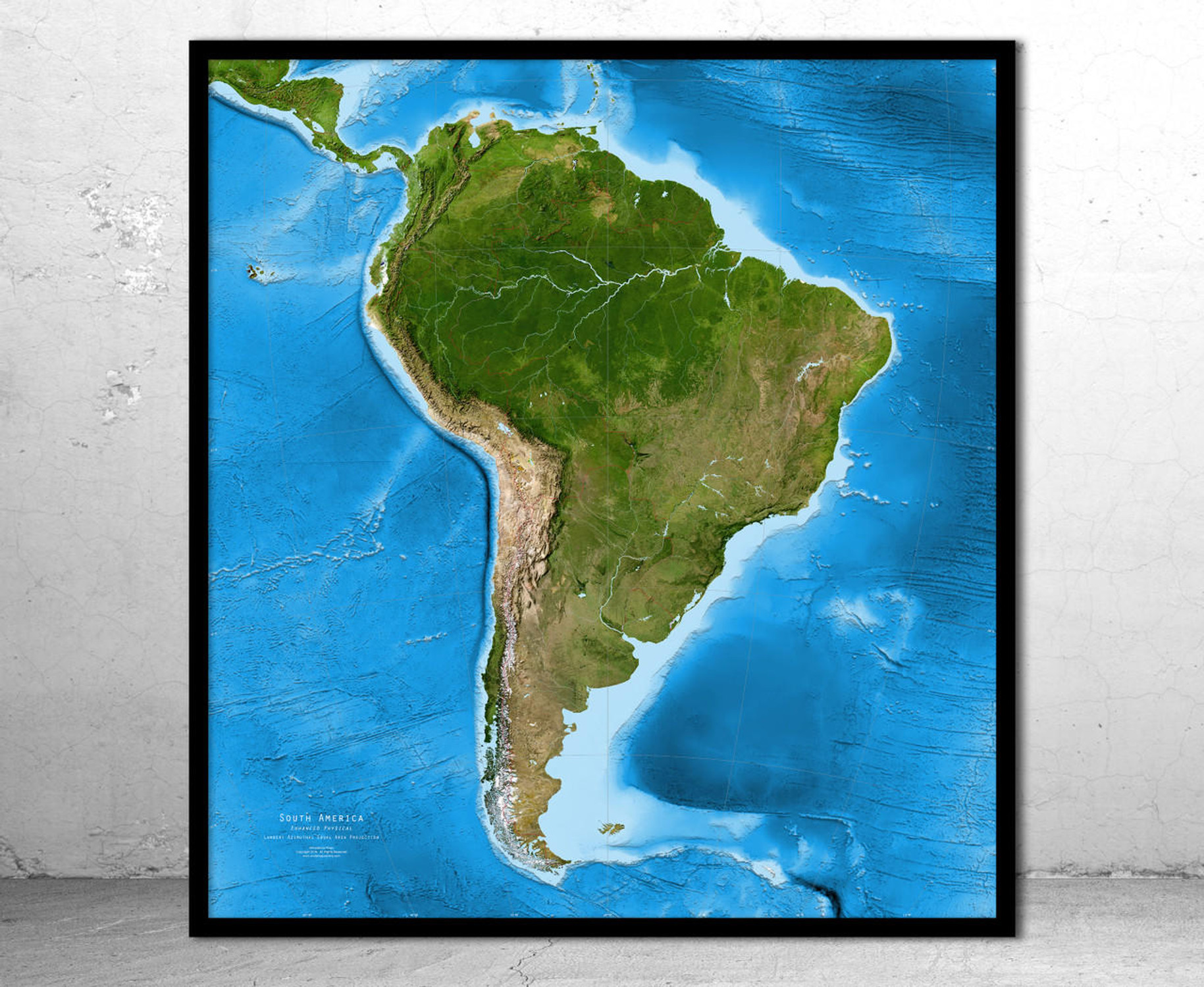 South America Enhanced Satellite Image Map, image 1, World Maps Online