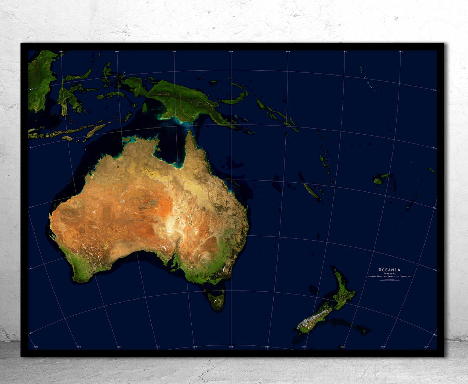 Australia & Oceania Physical Satellite Image Map, image 1, World Maps Online