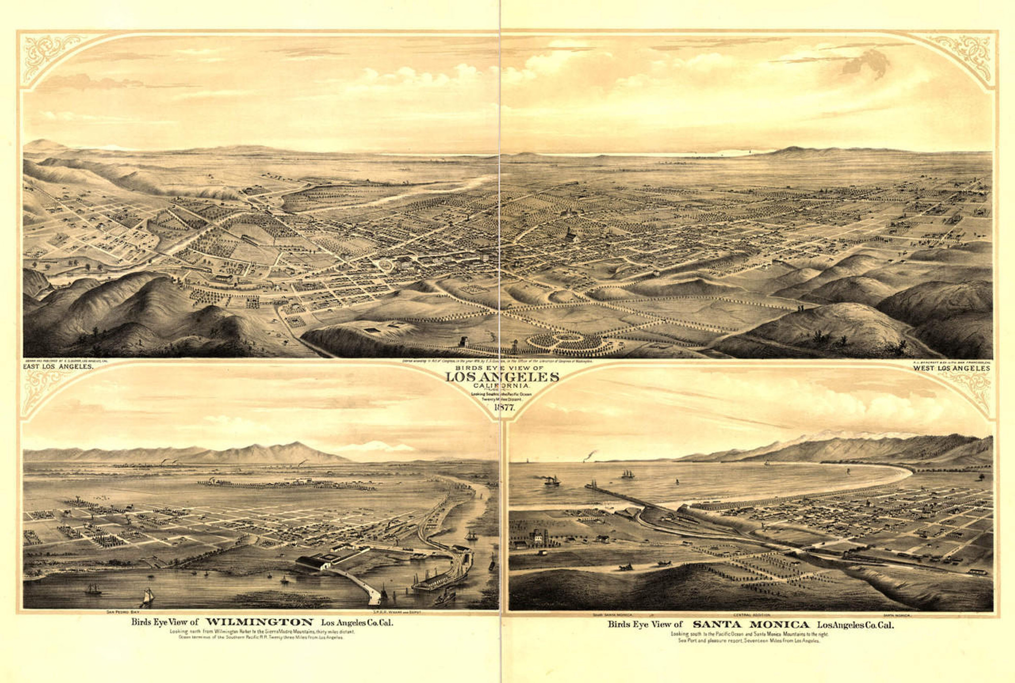 Historic Map - Los Angeles, CA - 1877 - A.L. Bancroft & Co., image 1, World Maps Online