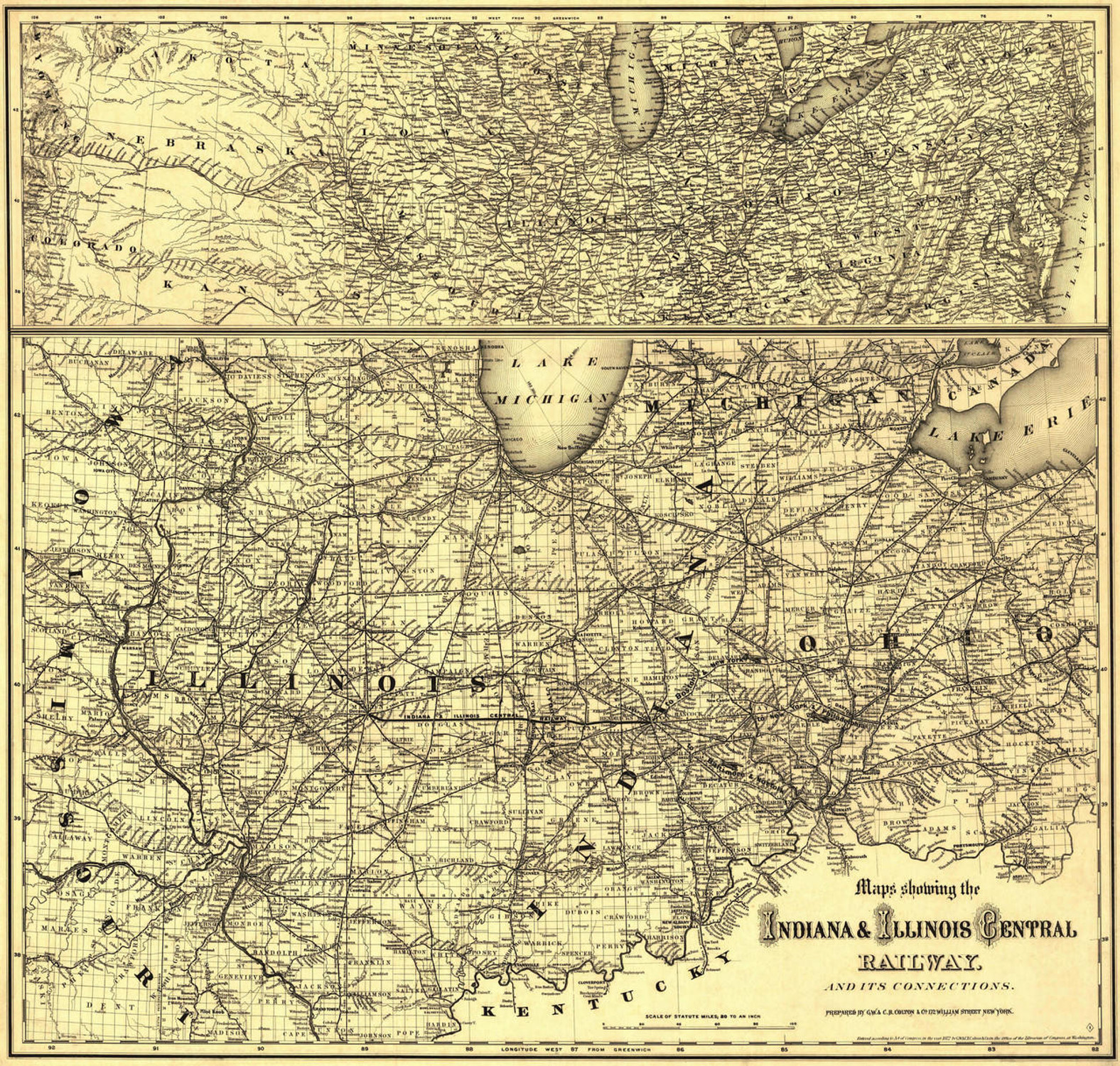 Historic Railroad Map of the Midwest - 1872 - G.W. & C.B. Colton & Co., image 1, World Maps Online