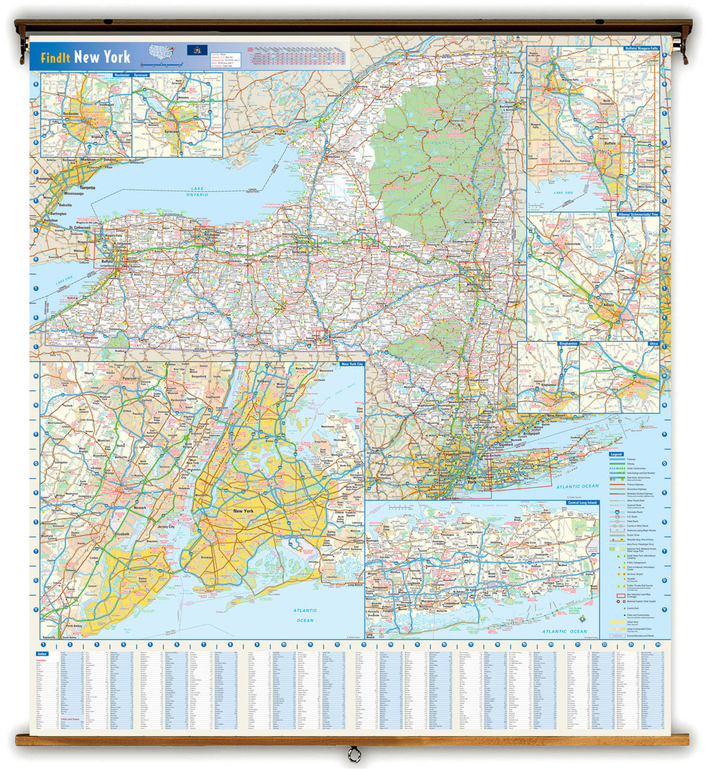 New York State Reference Spring Roller Map, image 1, World Maps Online
