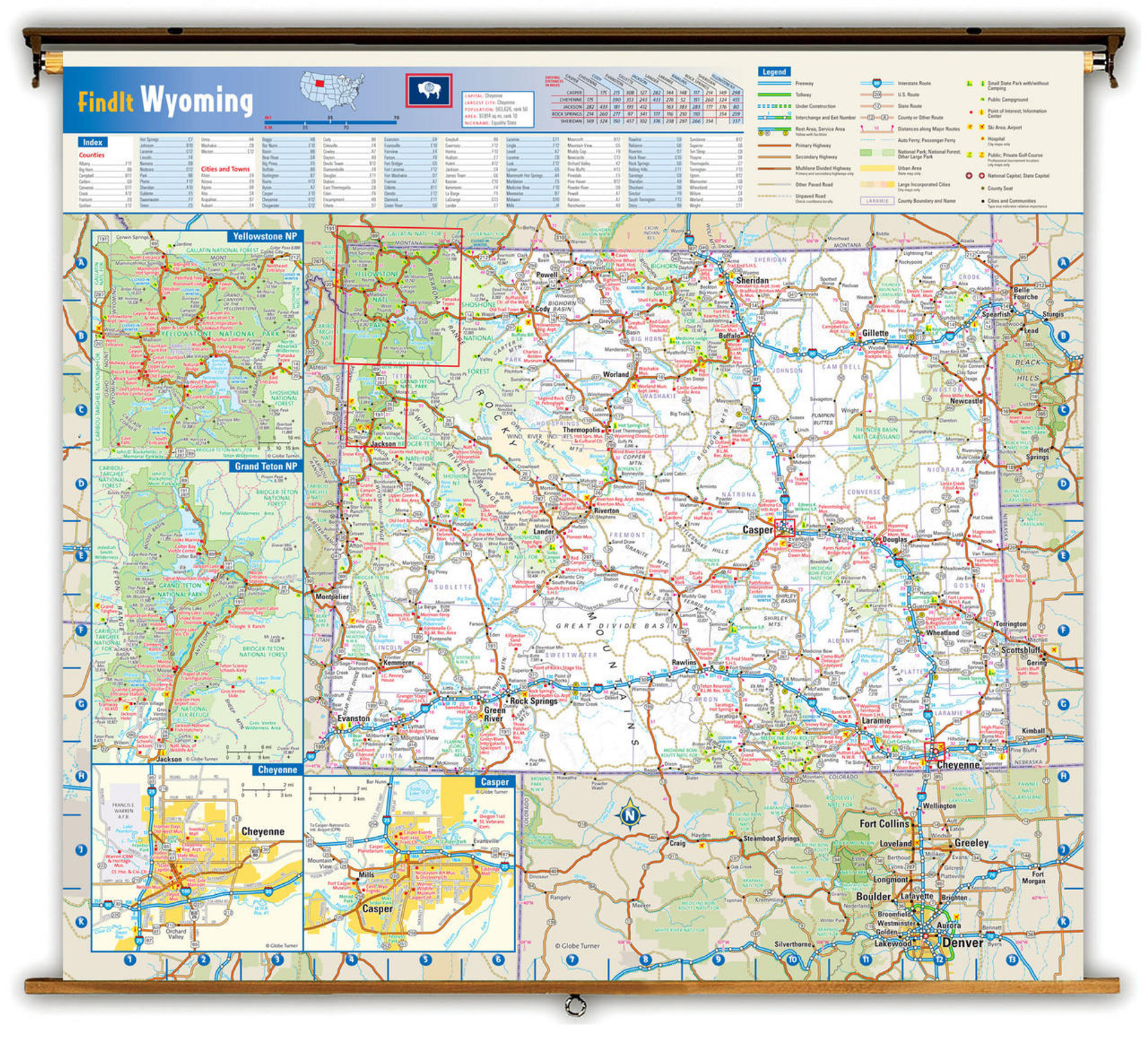 Wyoming Reference Pull-Down Map, image 1, World Maps Online