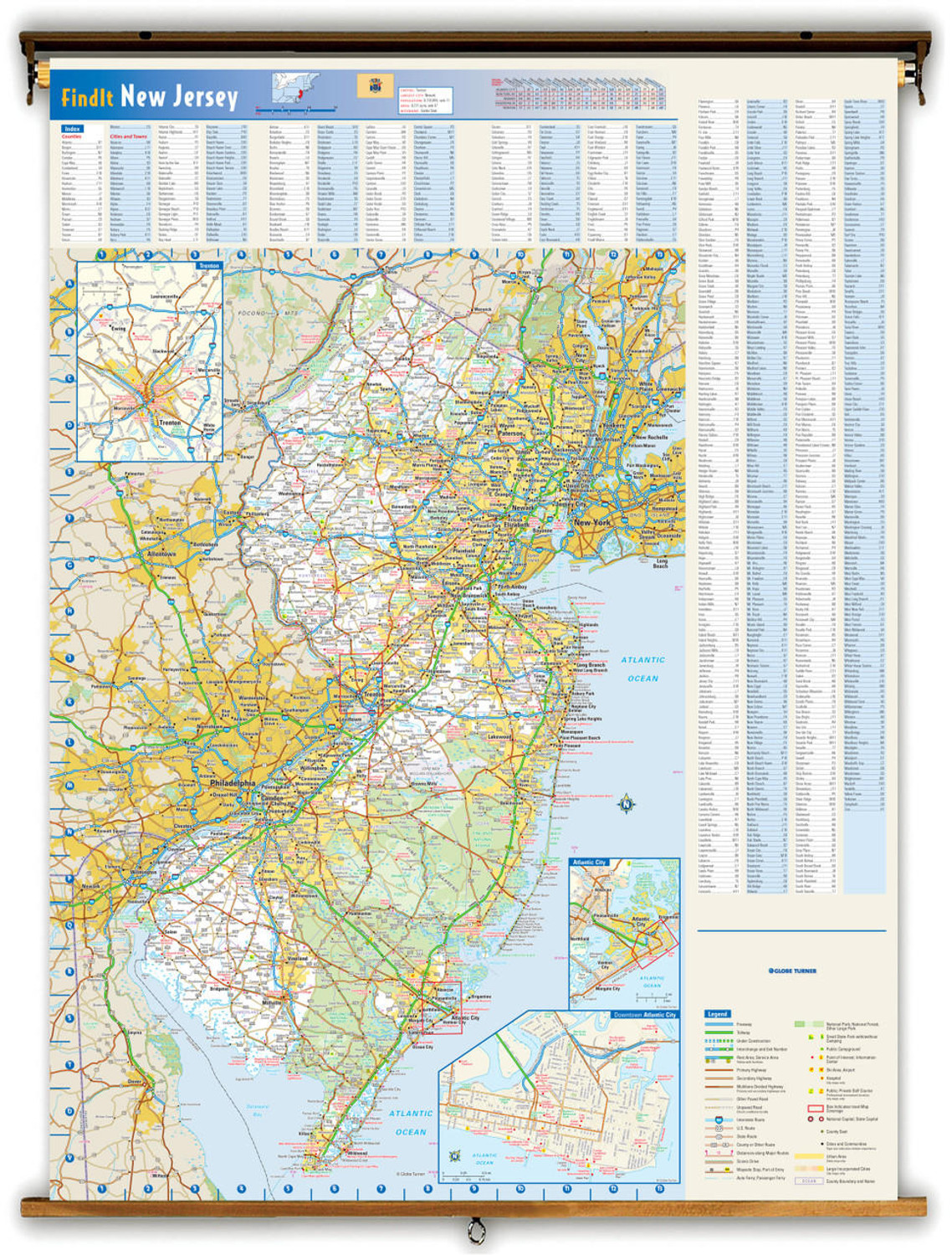 New Jersey Reference Spring Roller Map, image 1, World Maps Online