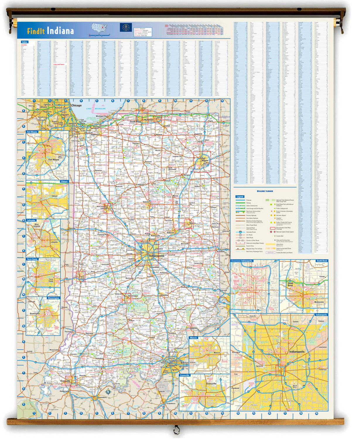 Indiana Reference Pull-Down Map, image 1, World Maps Online