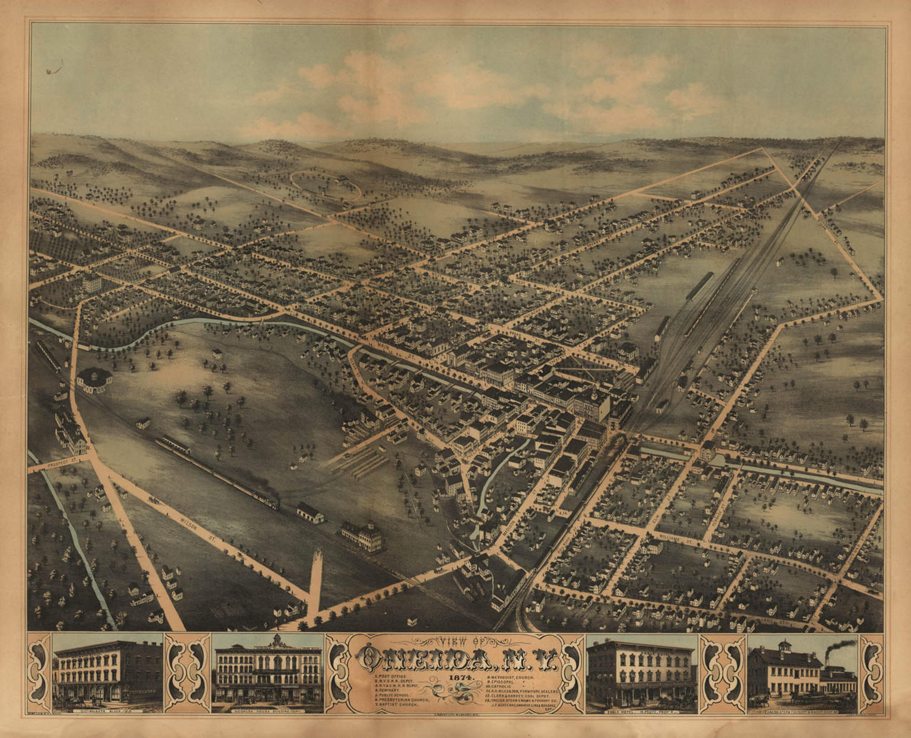 Historic Map - Oneida, NY - 1874, image 1, World Maps Online