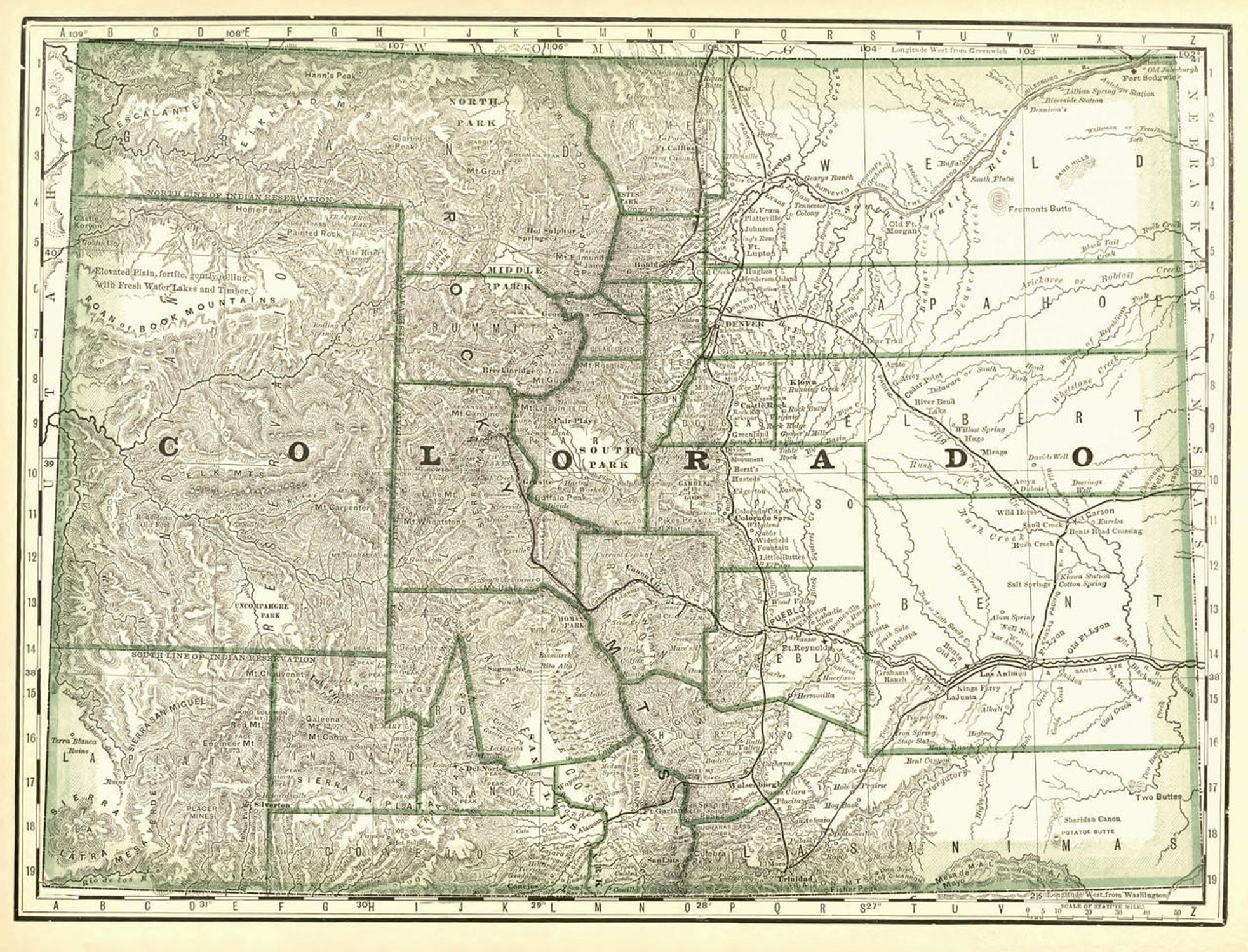 Historic Railroad Map of Colorado - 1878, image 1, World Maps Online