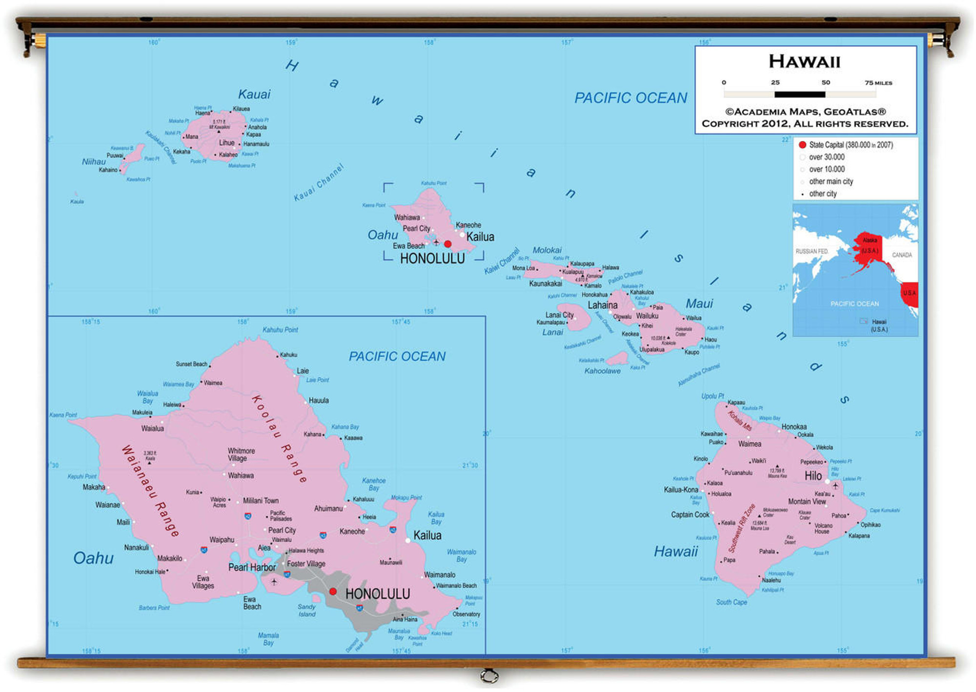 Hawaii Political Spring Roller Map, image 1, World Maps Online